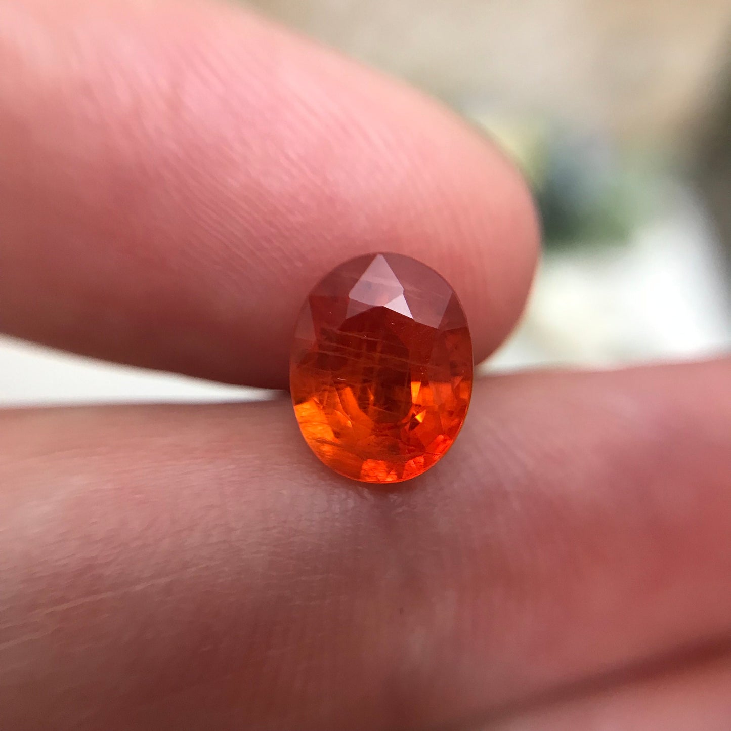 2 Carat Reddish Orange Sapphire 8.3x6.7mm Oval Cut, Beryllium Treated, Faceted Loose Unmounted Gemstone