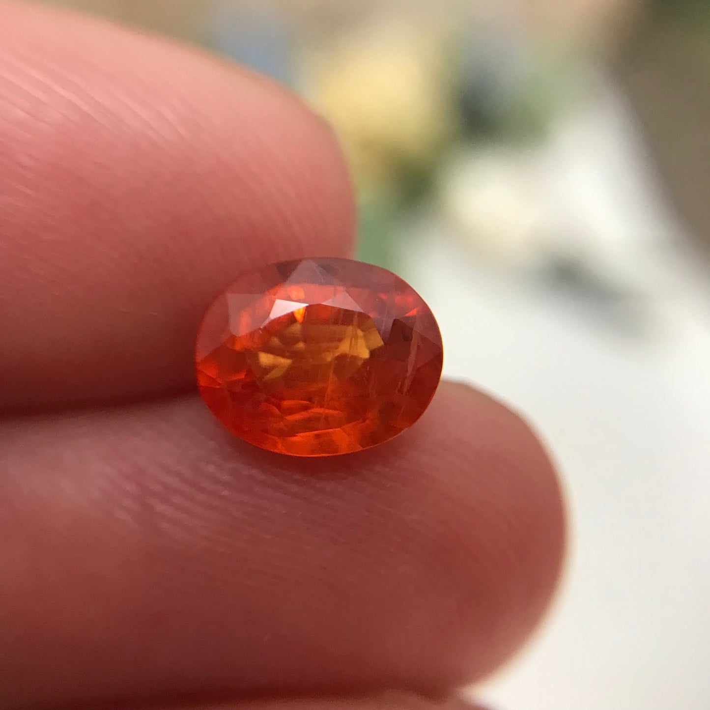 2 Carat Reddish Orange Sapphire 8.3x6.7mm Oval Cut, Beryllium Treated, Faceted Loose Unmounted Gemstone