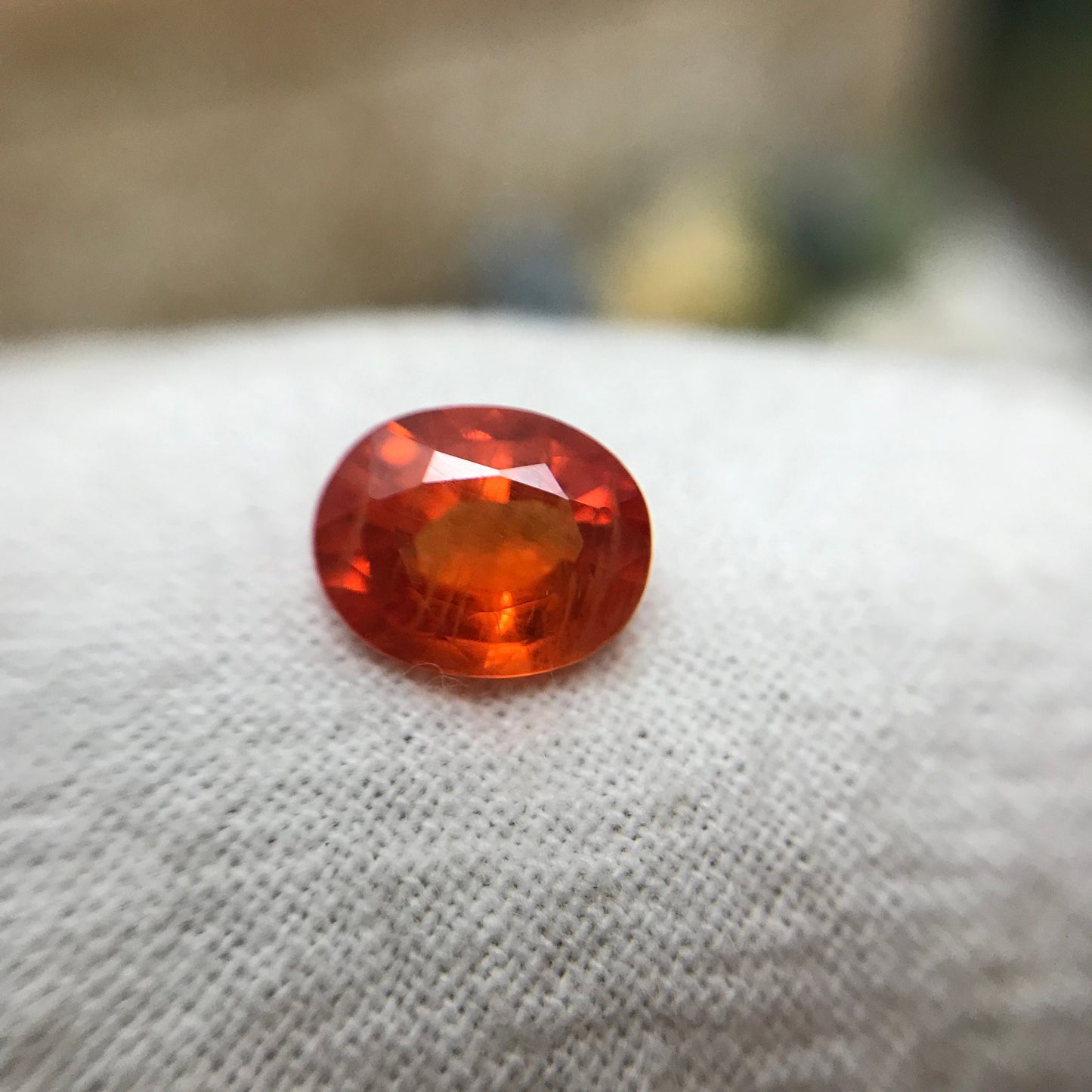 2 Carat Reddish Orange Sapphire 8.3x6.7mm Oval Cut, Beryllium Treated, Faceted Loose Unmounted Gemstone