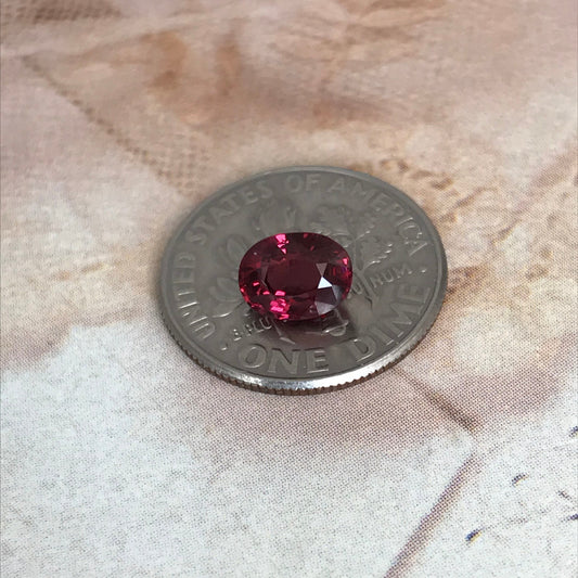 Natural Rhodolite Garnet, 1.21 carat, 6.7 x 5 mm Purplish Pink Garnet, Faceted Oval Cut Raspberry Garnet Gem, Pink Garnet