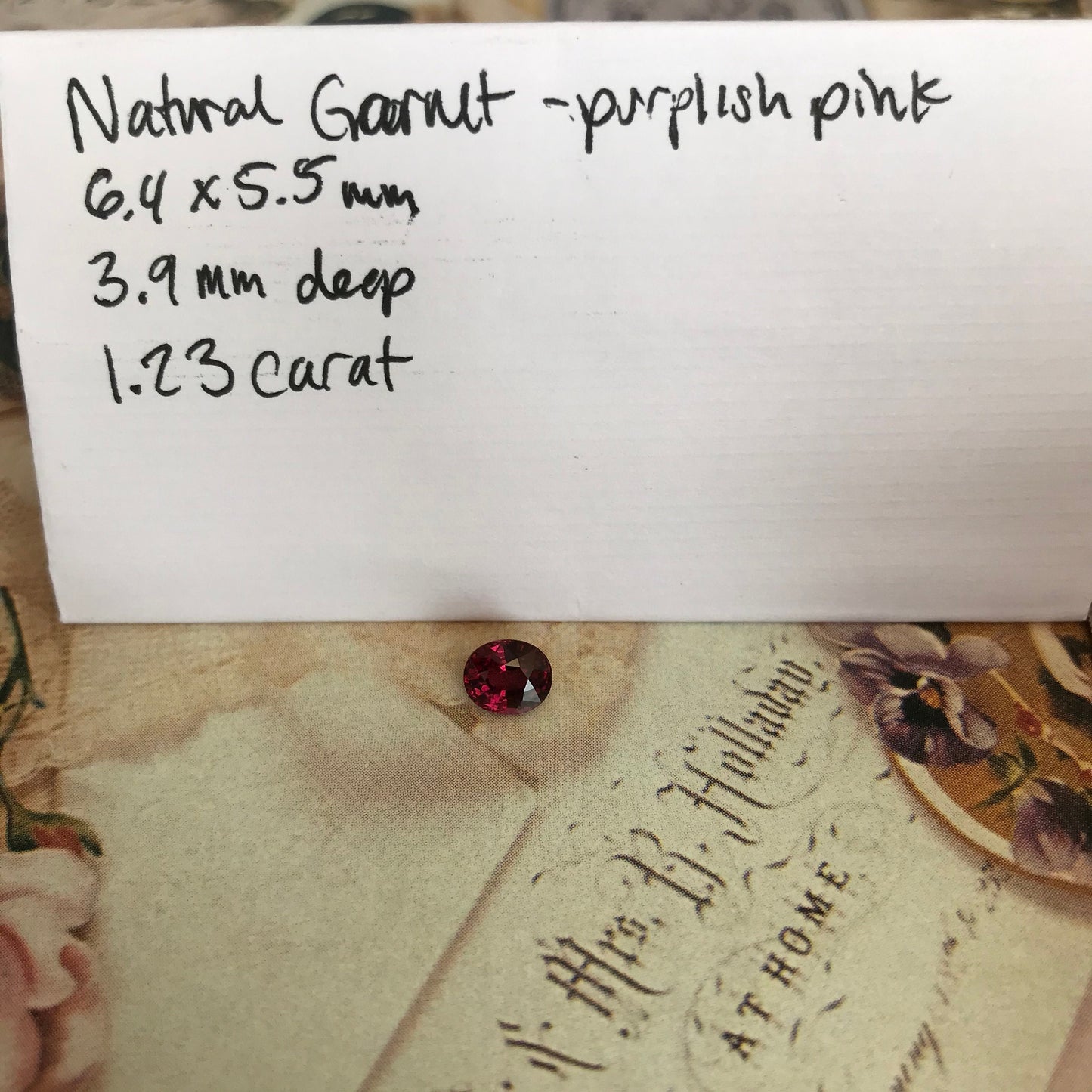 Natural Rhodolite Garnet, 1.23 carat, 6.5 x 5.5 mm Purplish Pink Garnet, Faceted Oval Cut Raspberry Garnet Gem, Pink Garnet