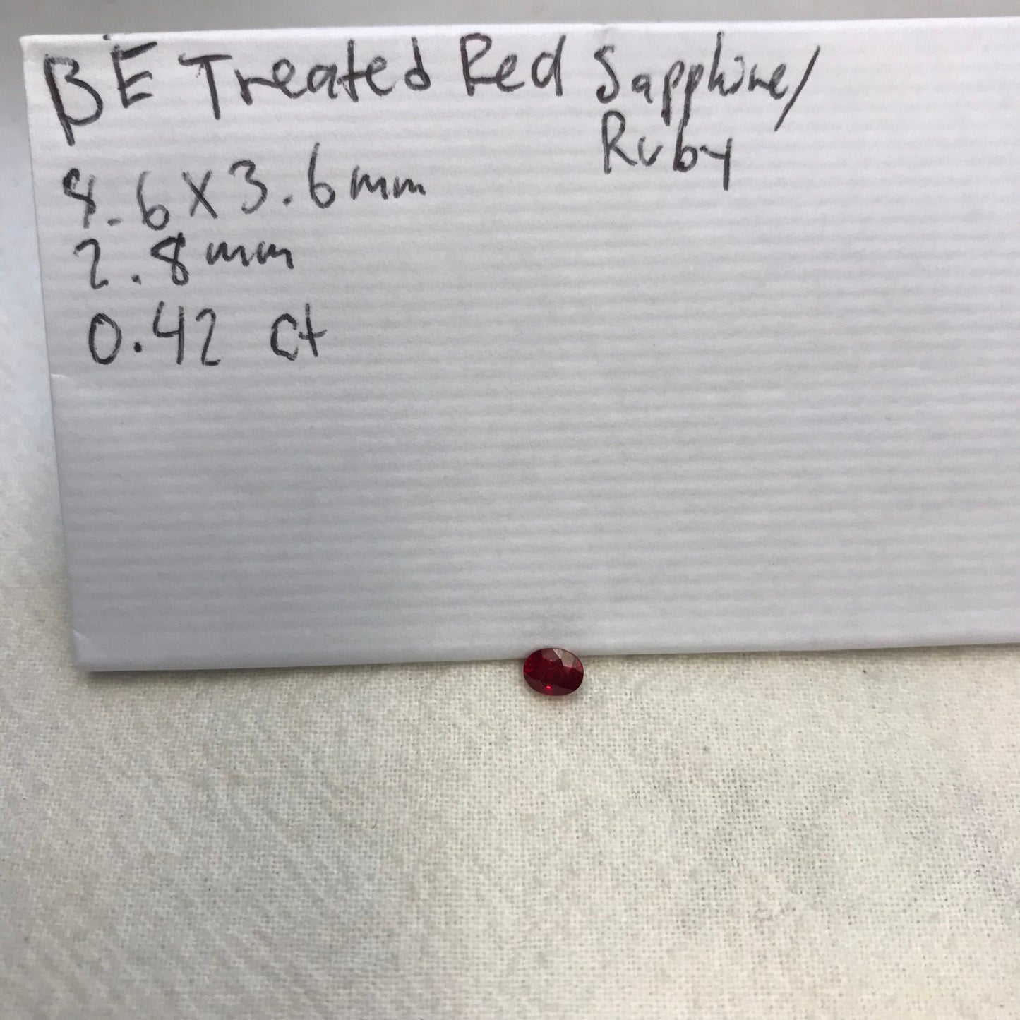 BE Treated Red Sapphire 0.42 Carat 4.6x3.6mm Oval Cut, Beryllium Treated, Faceted Loose Unmounted Gemstone