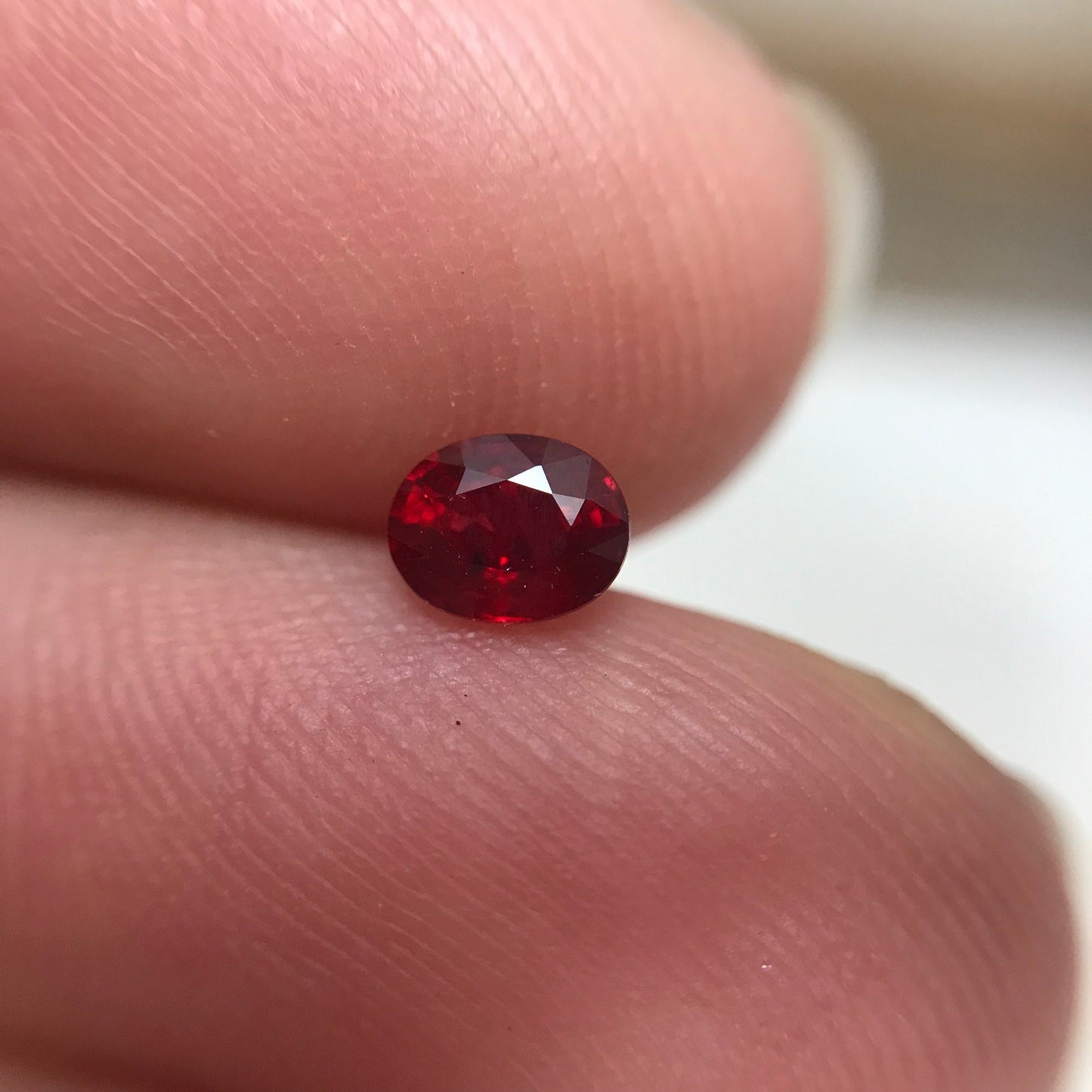 BE Treated Red Sapphire 0.42 Carat 4.6x3.6mm Oval Cut, Beryllium Treated, Faceted Loose Unmounted Gemstone
