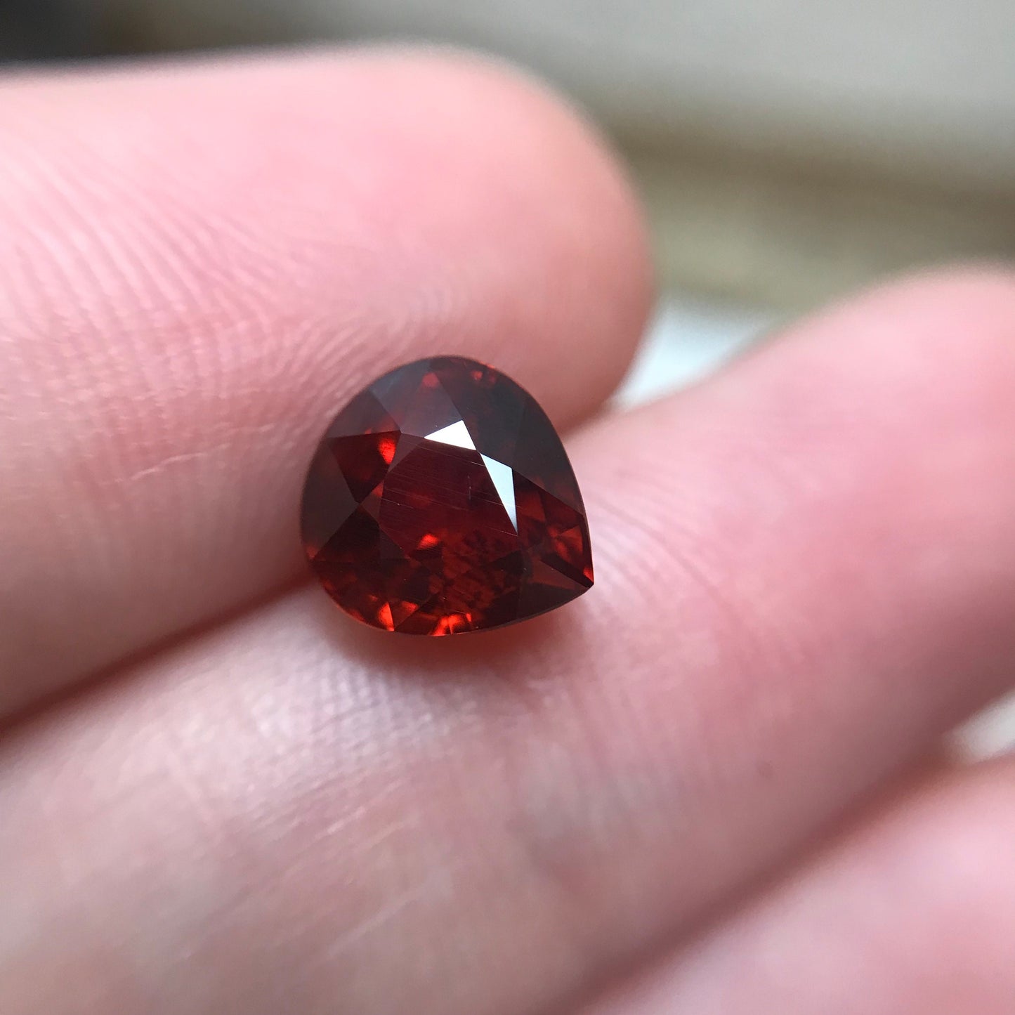 2.69 Carat Malaya Garnet 8.1x7.5mm Pear Cut Reddish Orange, Faceted Loose Unmounted Gemstone