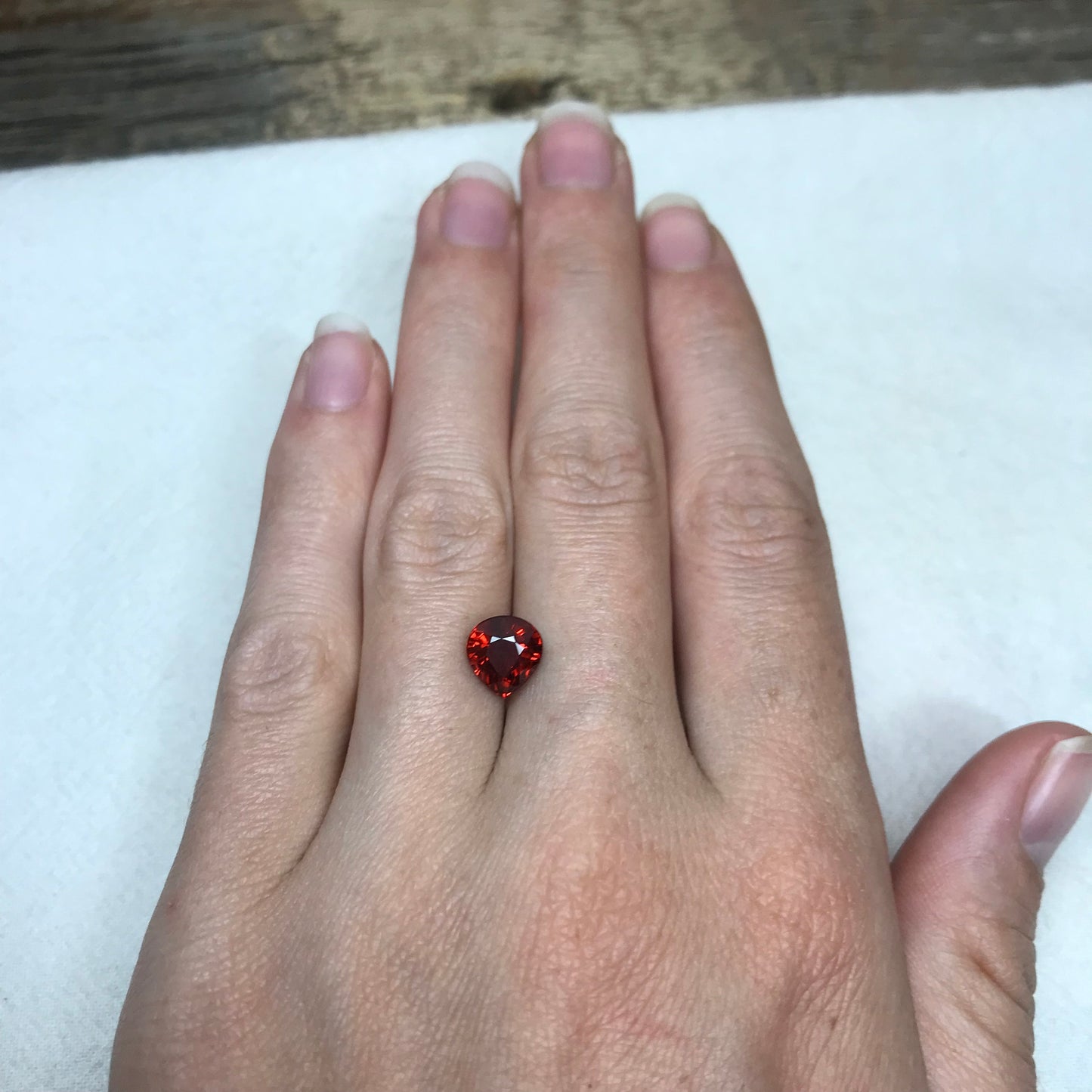 2.69 Carat Malaya Garnet 8.1x7.5mm Pear Cut Reddish Orange, Faceted Loose Unmounted Gemstone