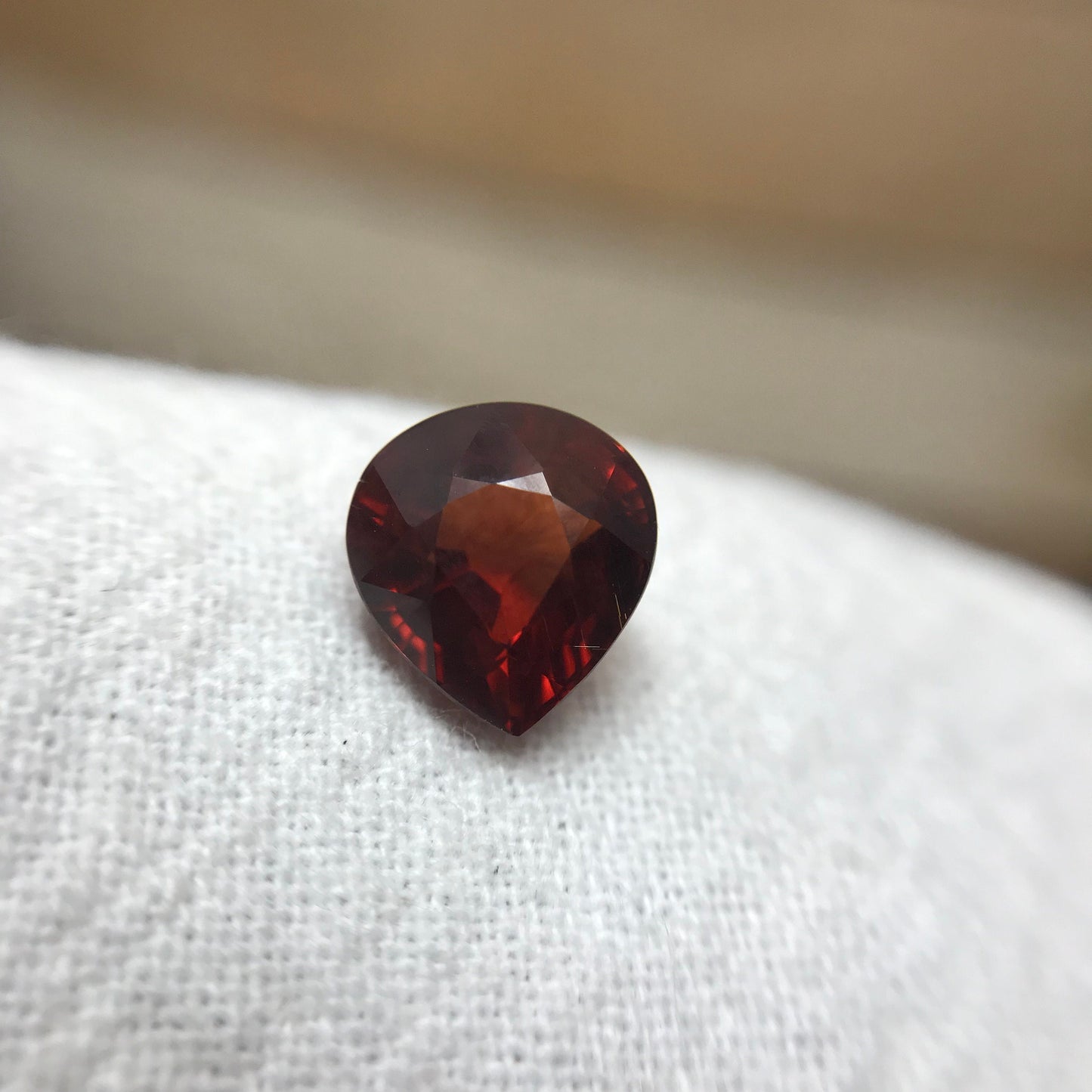 2.69 Carat Malaya Garnet 8.1x7.5mm Pear Cut Reddish Orange, Faceted Loose Unmounted Gemstone