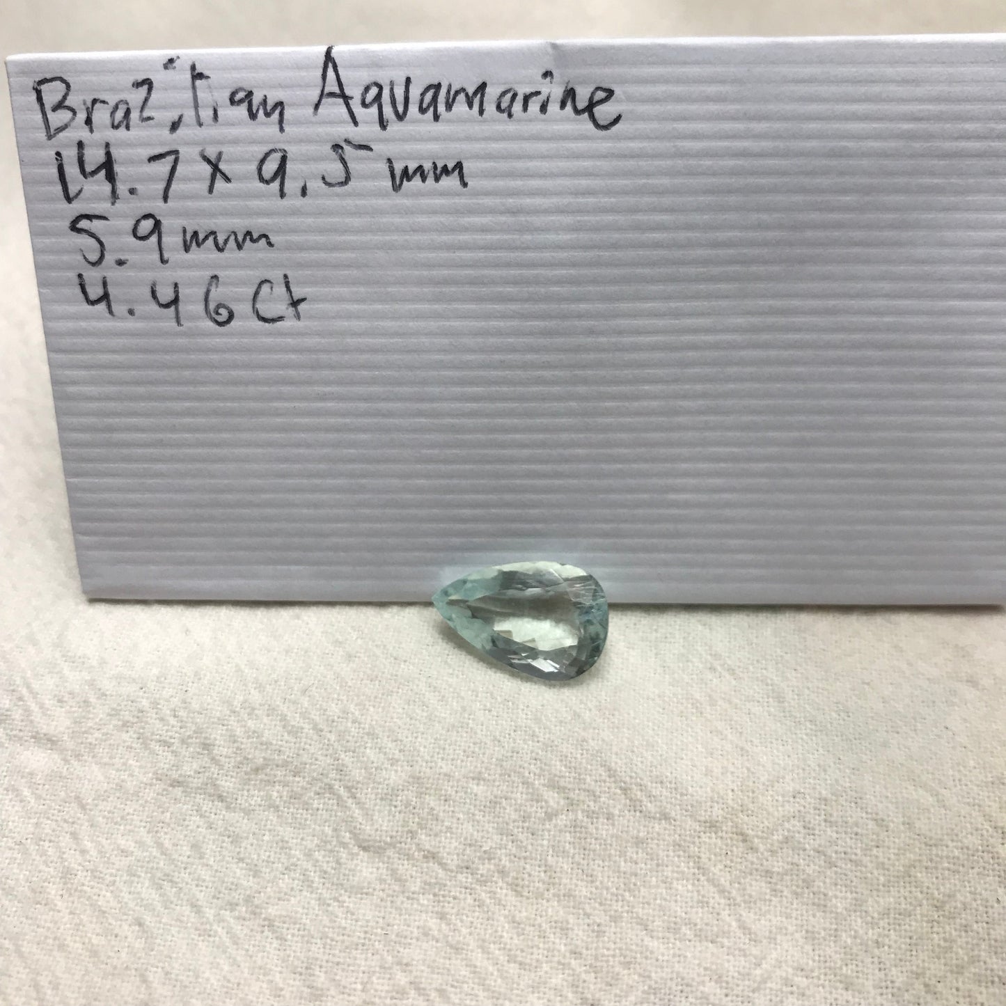 4.46 carat Natural Aquamarine, 14.7x9.5mm Light Blue Pear Cut Loose Gem Faceted Gemstone Beryl March Birthstone
