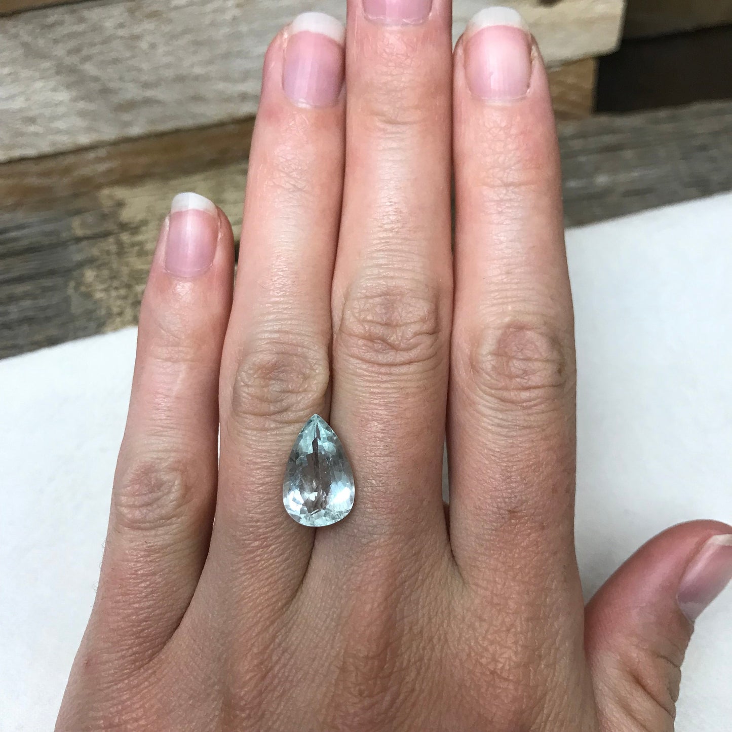 4.46 carat Natural Aquamarine, 14.7x9.5mm Light Blue Pear Cut Loose Gem Faceted Gemstone Beryl March Birthstone