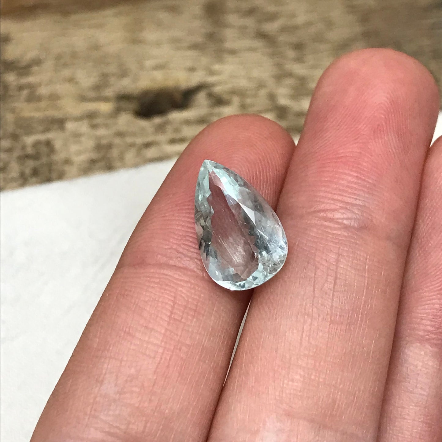 4.46 carat Natural Aquamarine, 14.7x9.5mm Light Blue Pear Cut Loose Gem Faceted Gemstone Beryl March Birthstone