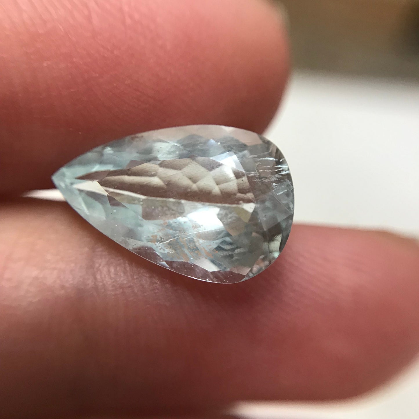 4.46 carat Natural Aquamarine, 14.7x9.5mm Light Blue Pear Cut Loose Gem Faceted Gemstone Beryl March Birthstone