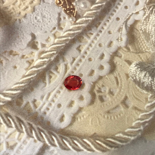 5x4mm Red Orange Sapphire 0.44 ct Color Treated Oval Corundum 1/2 Carat, Faceted Loose Vivid Fancy Color Sapphire- Beryllium Treated