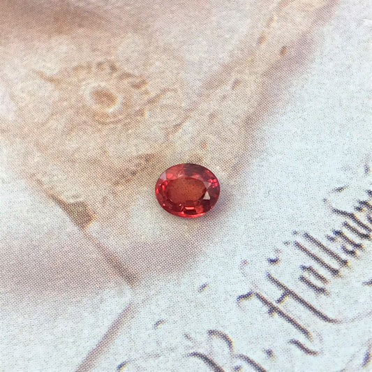 5x4mm Red Orange Sapphire 0.55 ct Color Treated Oval Corundum 1/2 Carat, Faceted Loose Vivid Fancy Color Sapphire- Beryllium Treated
