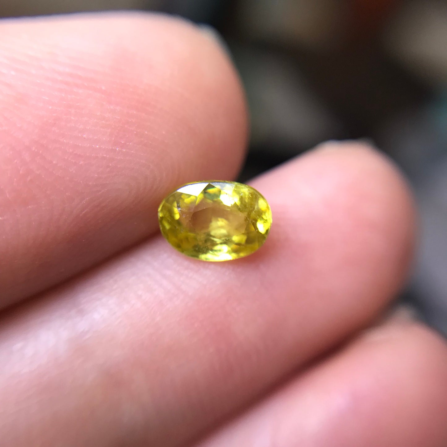 7x5mm Yellow Sphene, 0.89 Ct, Oval Cut, Rainbow Fire, Natural Madagascar Sphene, Faceted Loose Titanite