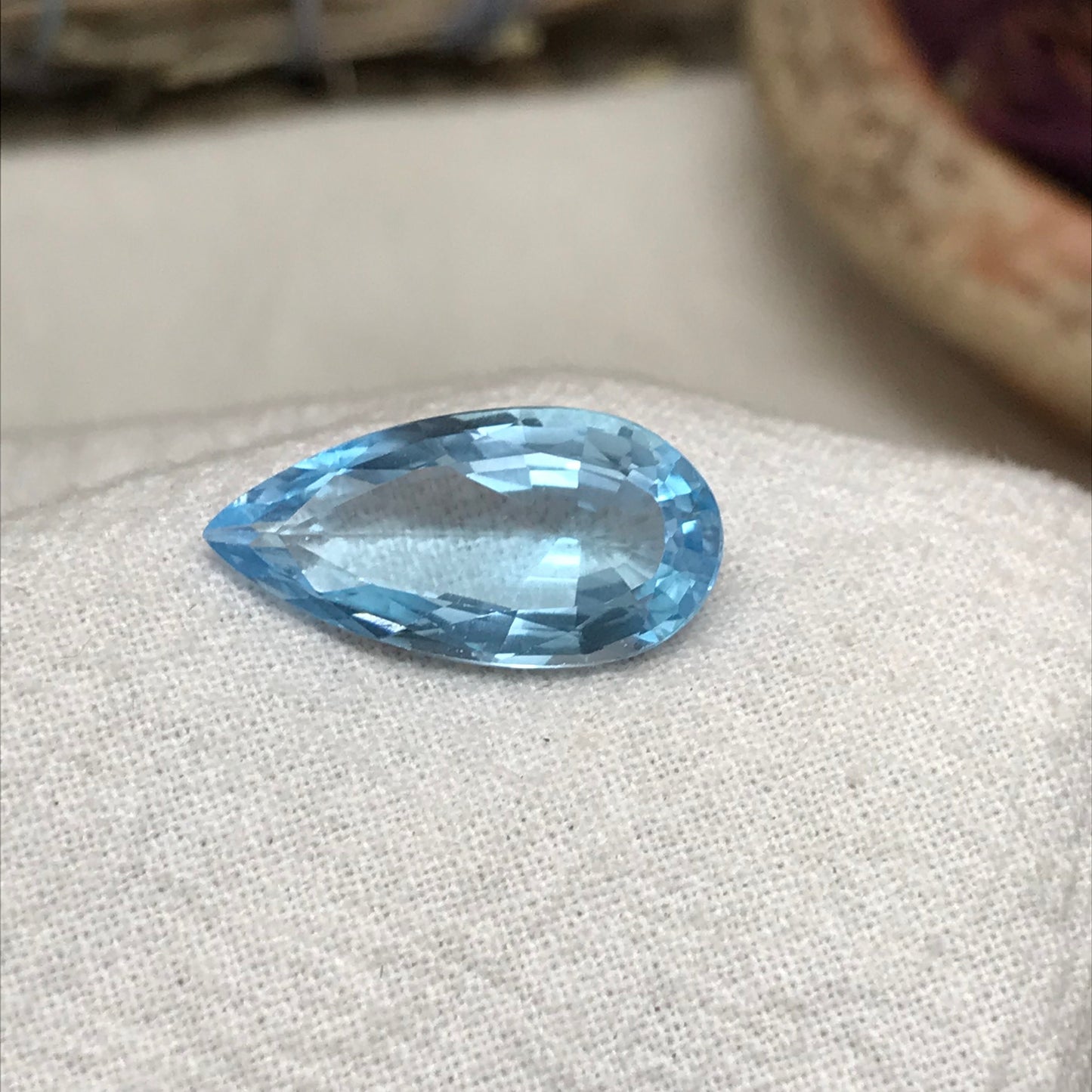 8.88 Carat Blue Topaz 20x10mm Long Pear Cut Loose Gem, Faceted Light Blue Topaz, Natural Topaz, December Birthstone, Sky Blue Topaz