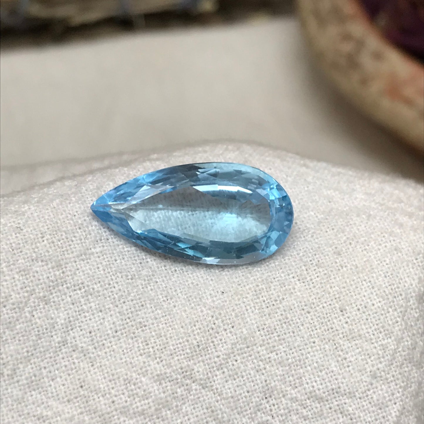 8.88 Carat Blue Topaz 20x10mm Long Pear Cut Loose Gem, Faceted Light Blue Topaz, Natural Topaz, December Birthstone, Sky Blue Topaz