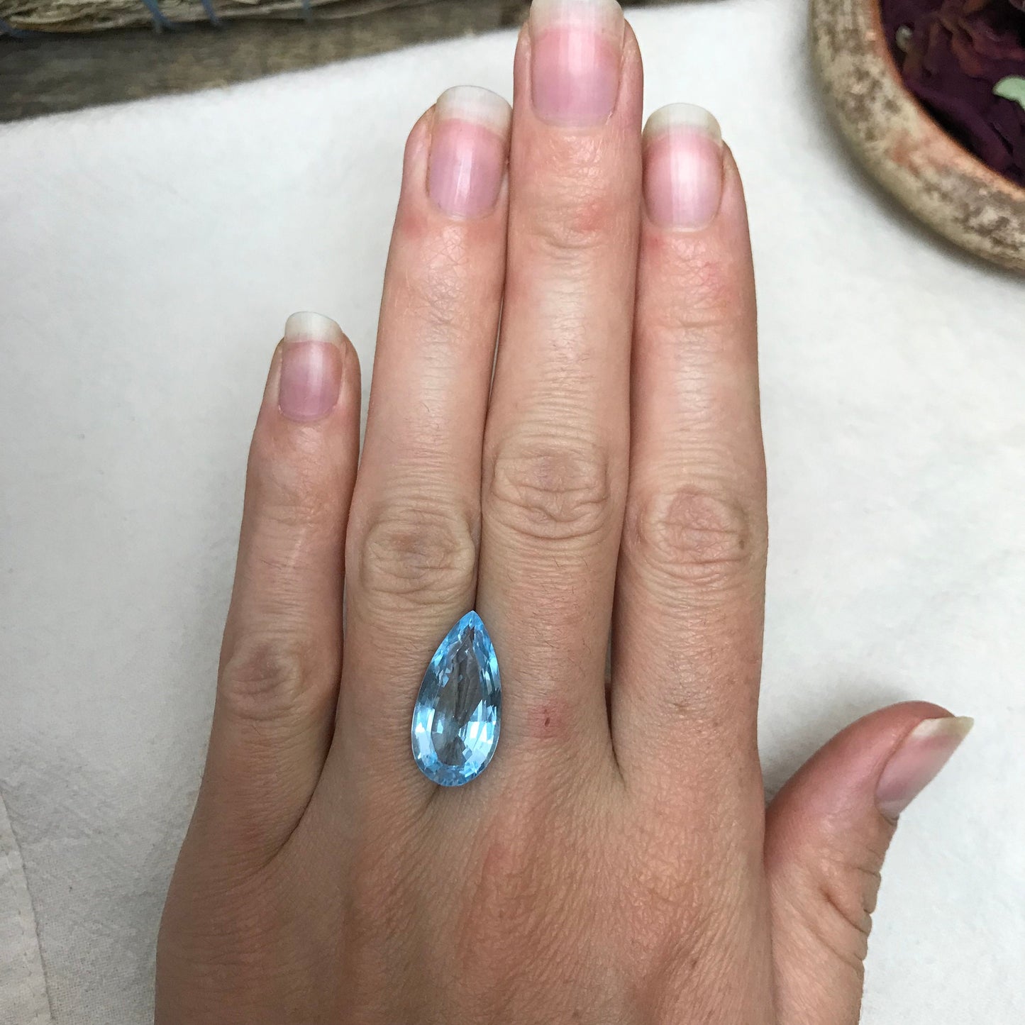 8.88 Carat Blue Topaz 20x10mm Long Pear Cut Loose Gem, Faceted Light Blue Topaz, Natural Topaz, December Birthstone, Sky Blue Topaz