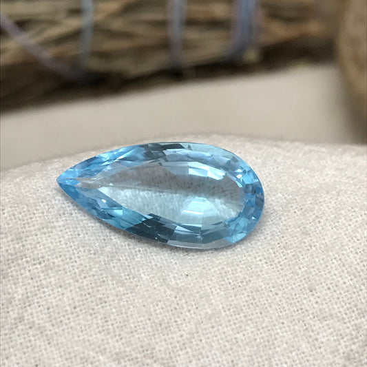 8.88 Carat Blue Topaz 20x10mm Long Pear Cut Loose Gem, Faceted Light Blue Topaz, Natural Topaz, December Birthstone, Sky Blue Topaz