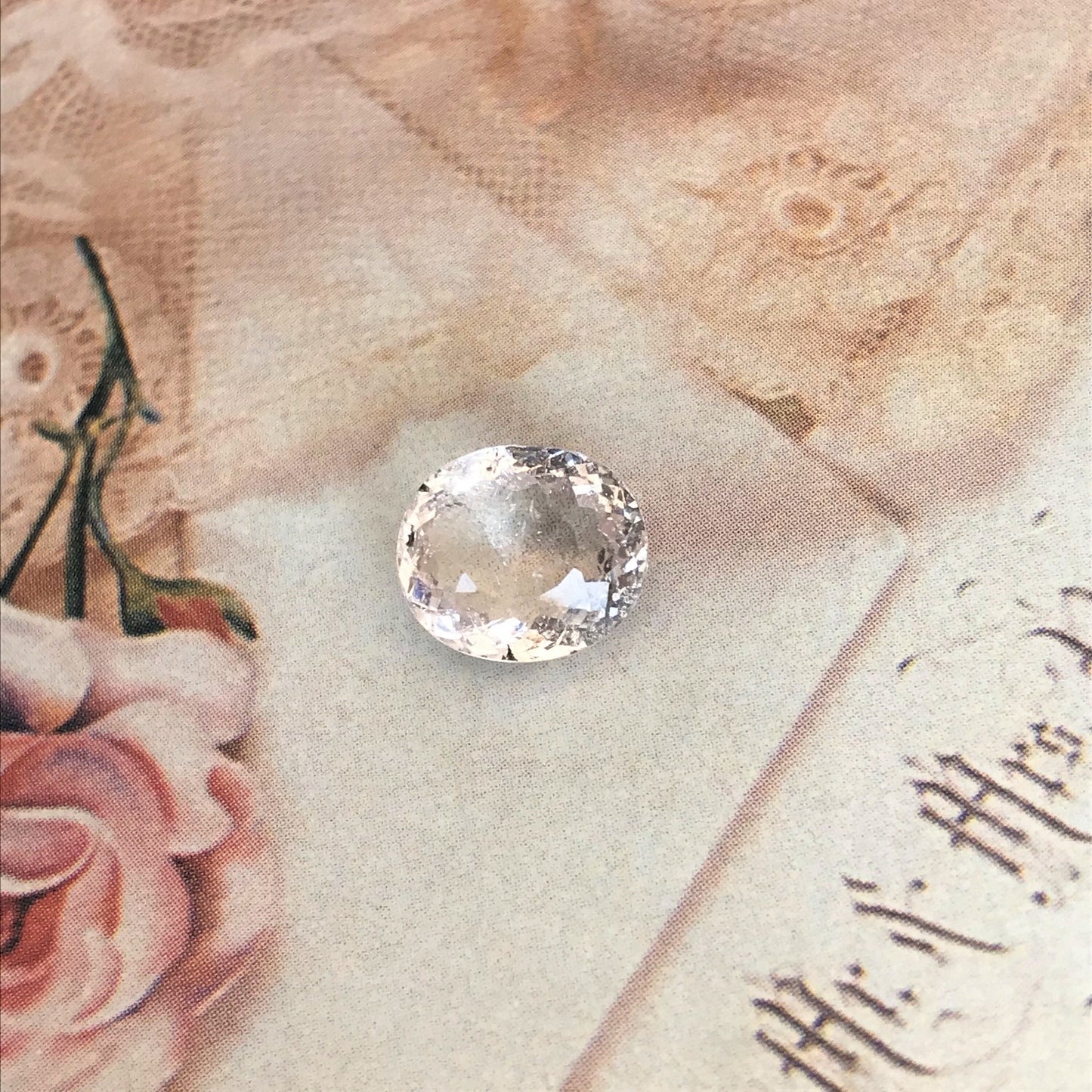 4.6 Ct Light Peach Morganite 11x9.5mm Oval Cut, Included Pink Beryl For Custom Jewelry Faceted Loose Blush Stone