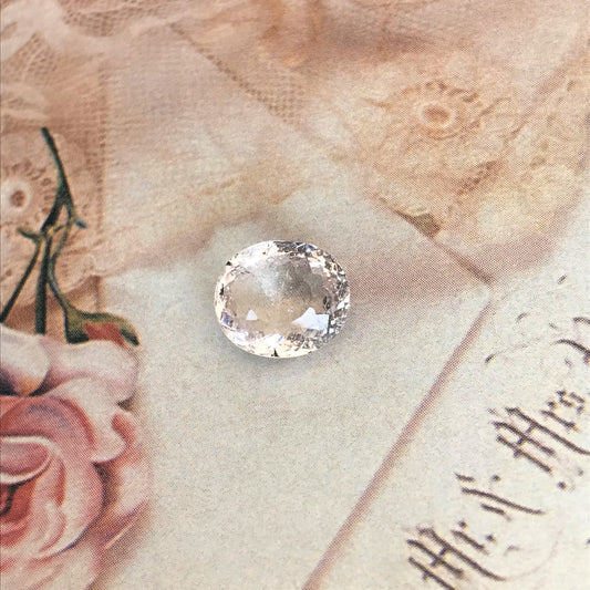 4.6 Ct Light Peach Morganite 11x9.5mm Oval Cut, Included Pink Beryl For Custom Jewelry Faceted Loose Blush Stone