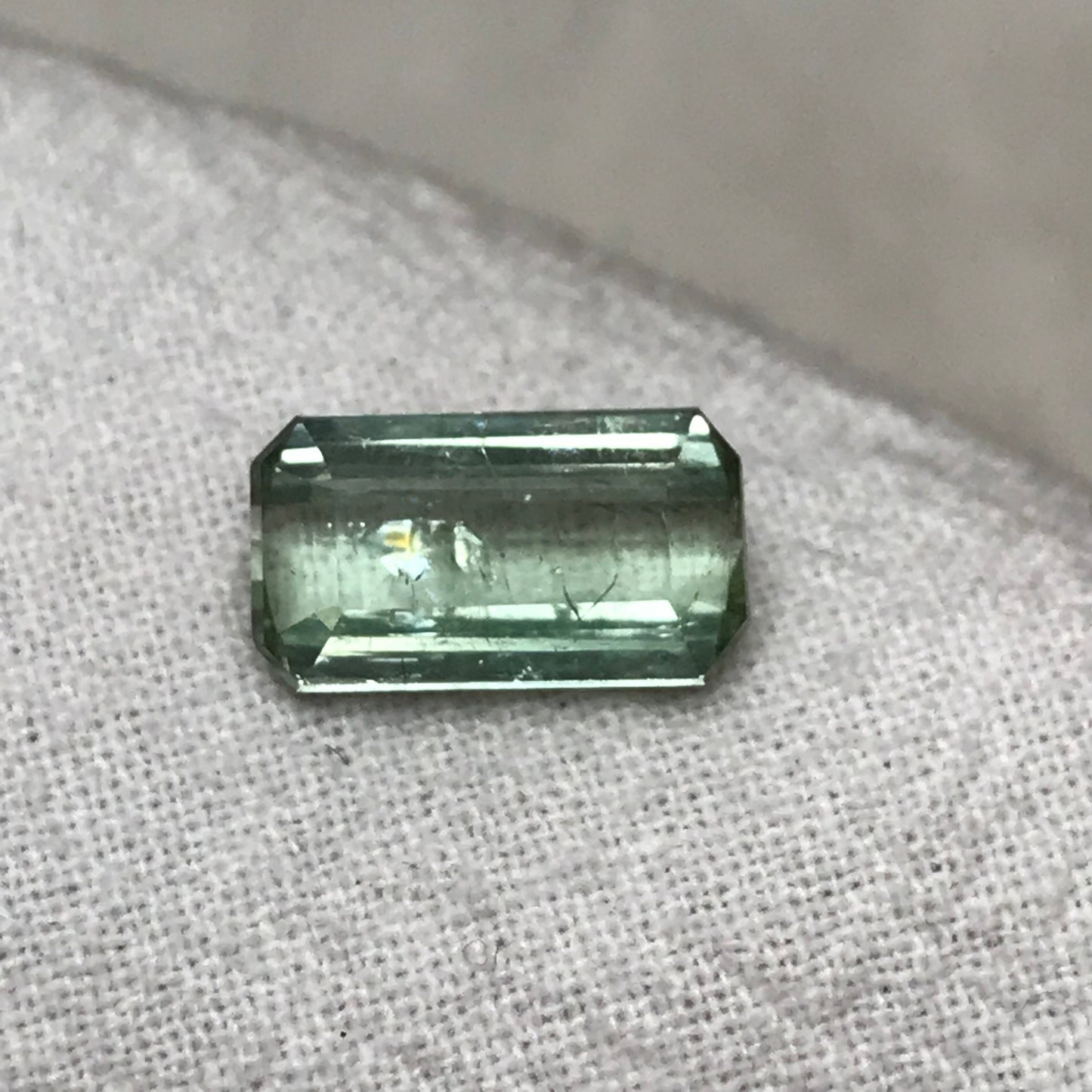 3.17 carat Light Green Tourmaline 11.7x6.2mm Emerald Cut, Natural Faceted Gem, Loose Gemstone, Pale Sage Green