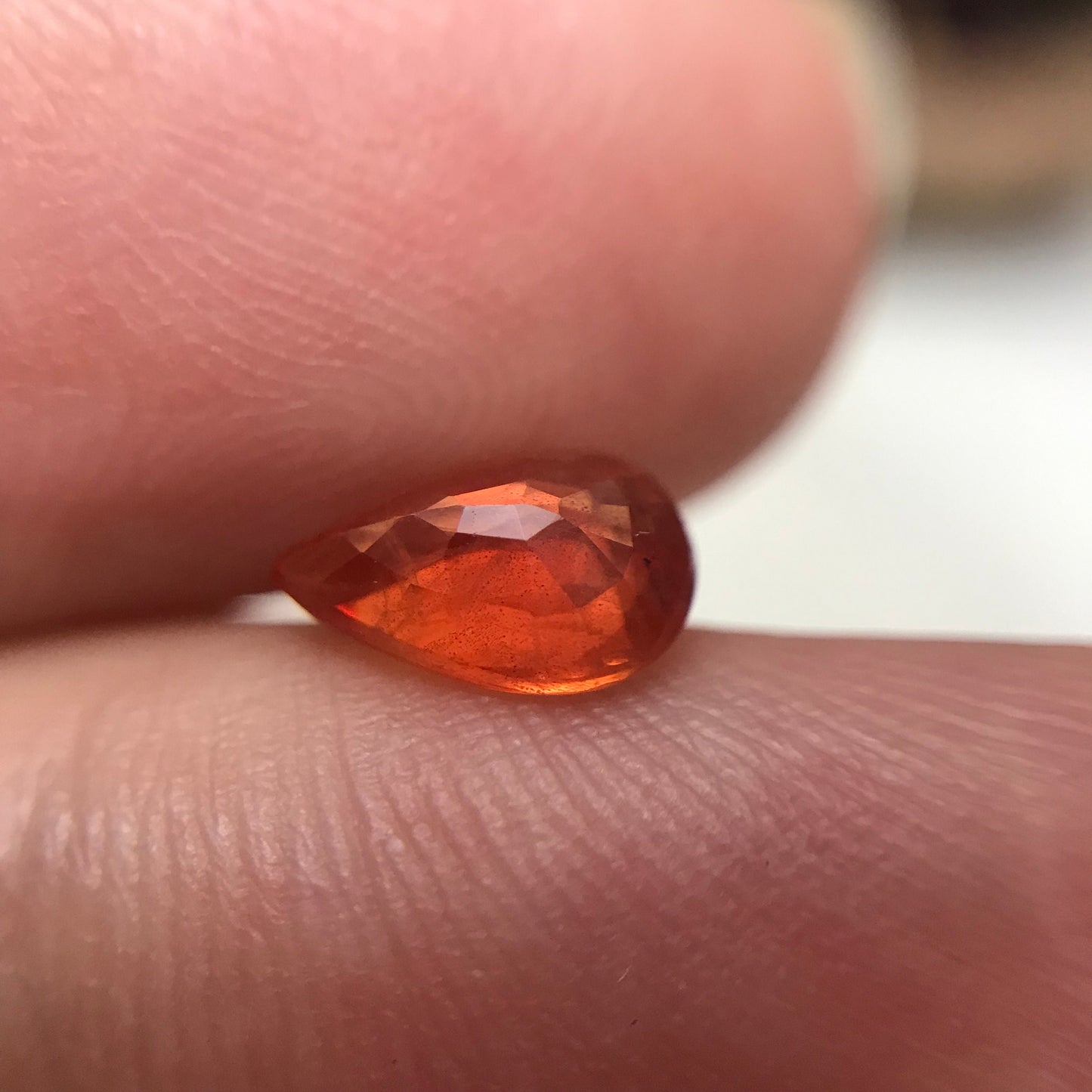 1 ct Natural Orange Sapphire 7.8x5.3mm Pear Cut Faceted Gem Loose Silky Sapphire, Orange Gemstone Earth Mined Beryllium Treated - BE TREATED