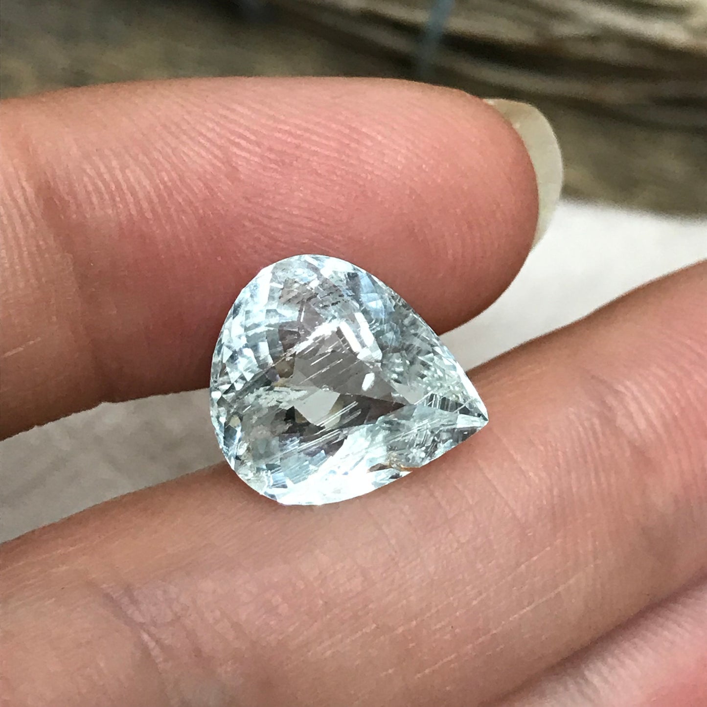 5.50 carat Aquamarine Approx. 13x12mm Fat Pear Cut, Natural Included Aquamarine, Faceted Loose Gem,