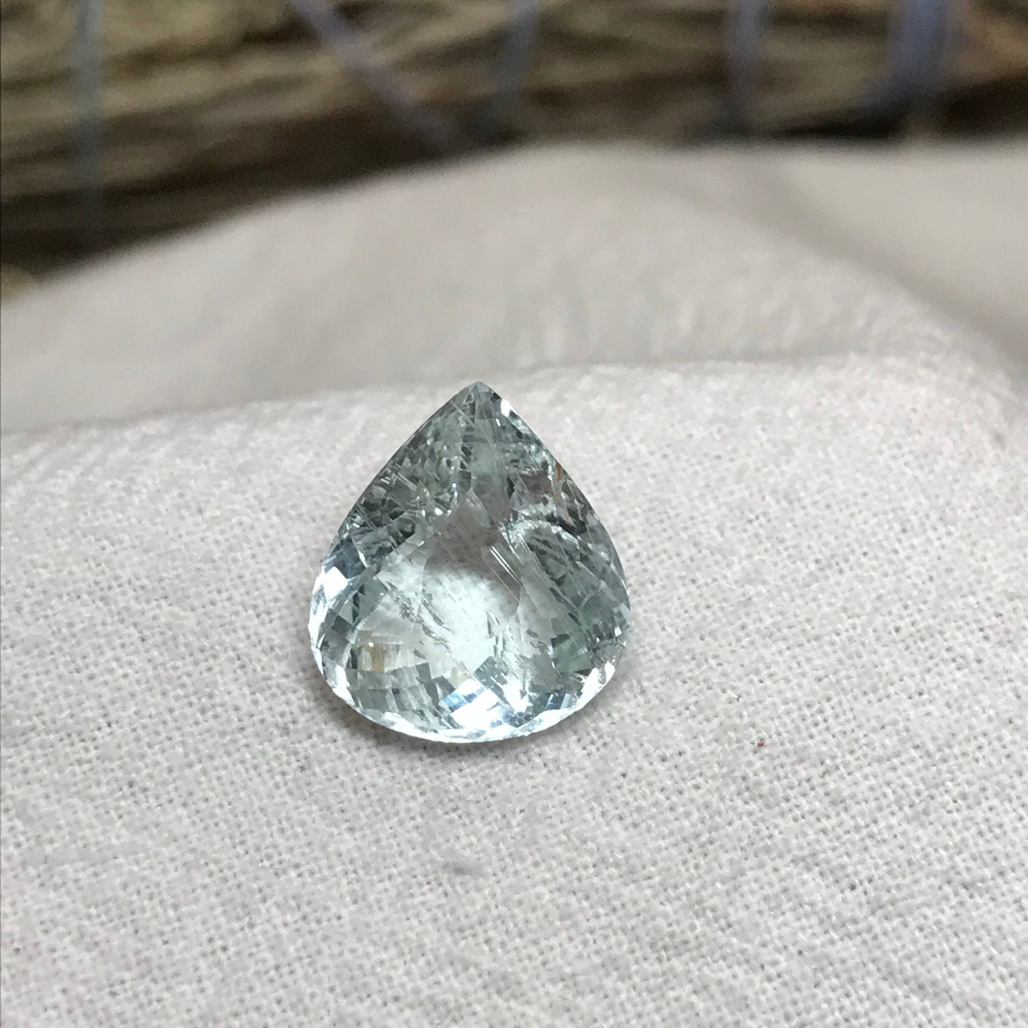5.50 carat Aquamarine Approx. 13x12mm Fat Pear Cut, Natural Included Aquamarine, Faceted Loose Gem,