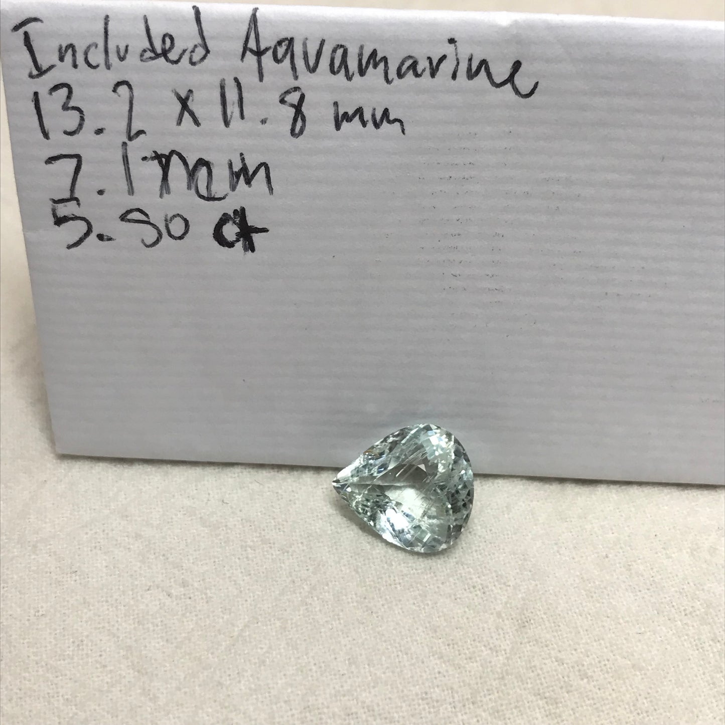 5.50 carat Aquamarine Approx. 13x12mm Fat Pear Cut, Natural Included Aquamarine, Faceted Loose Gem,