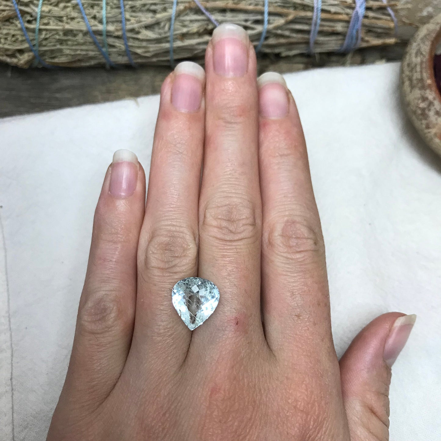 5.50 carat Aquamarine Approx. 13x12mm Fat Pear Cut, Natural Included Aquamarine, Faceted Loose Gem,