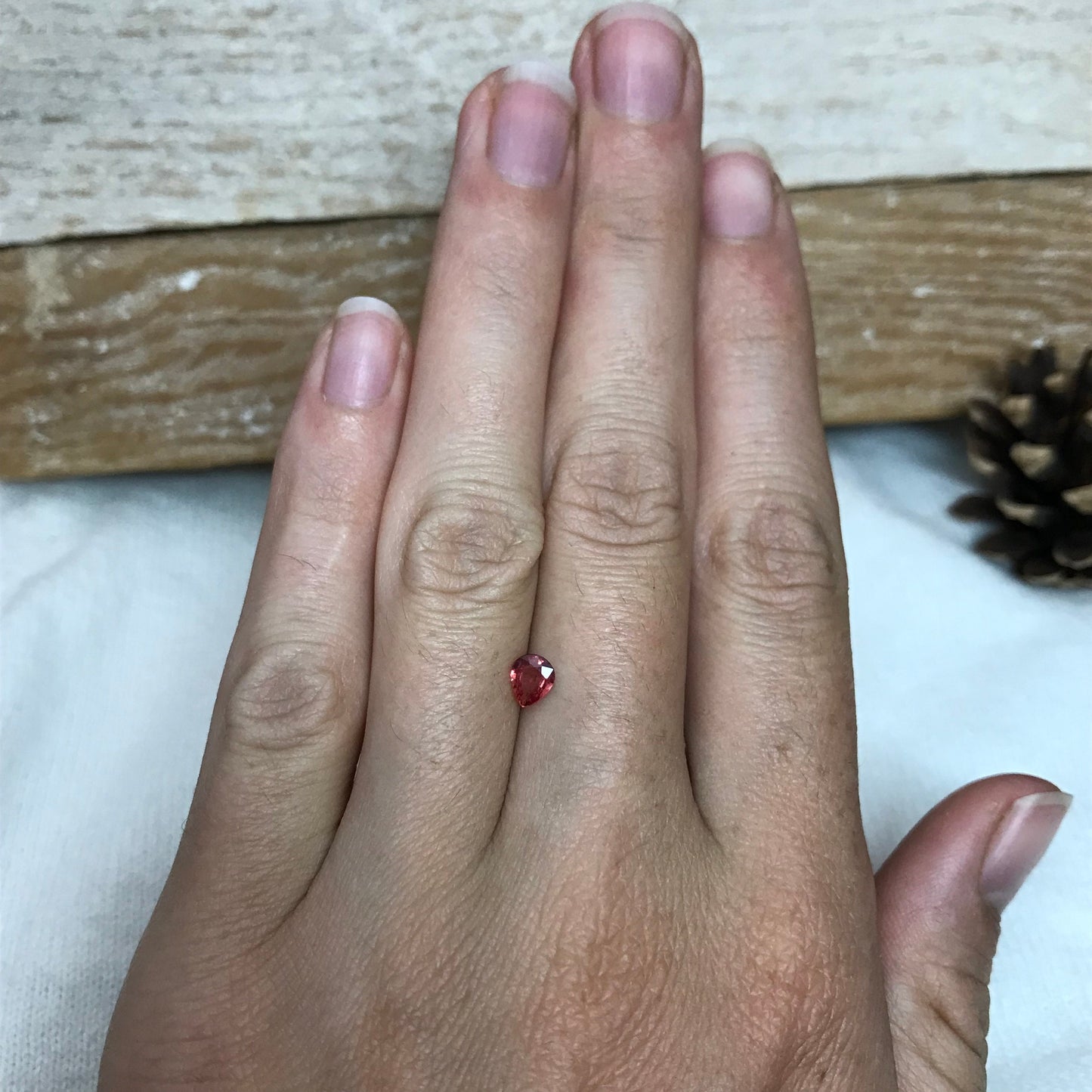 0.45 Carat Natural Orange Sapphire 5.2x4.3mm Pear Cut Faceted Gem Loose Orange Gemstone, Beryllium Treated - BE TREATED