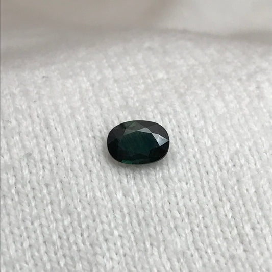 7x5 mm Natural Green Blue Sapphire 0.93 Carats Oval Corundum Deep Green Blue Gem, Faceted Loose Teal Heated Gemstone