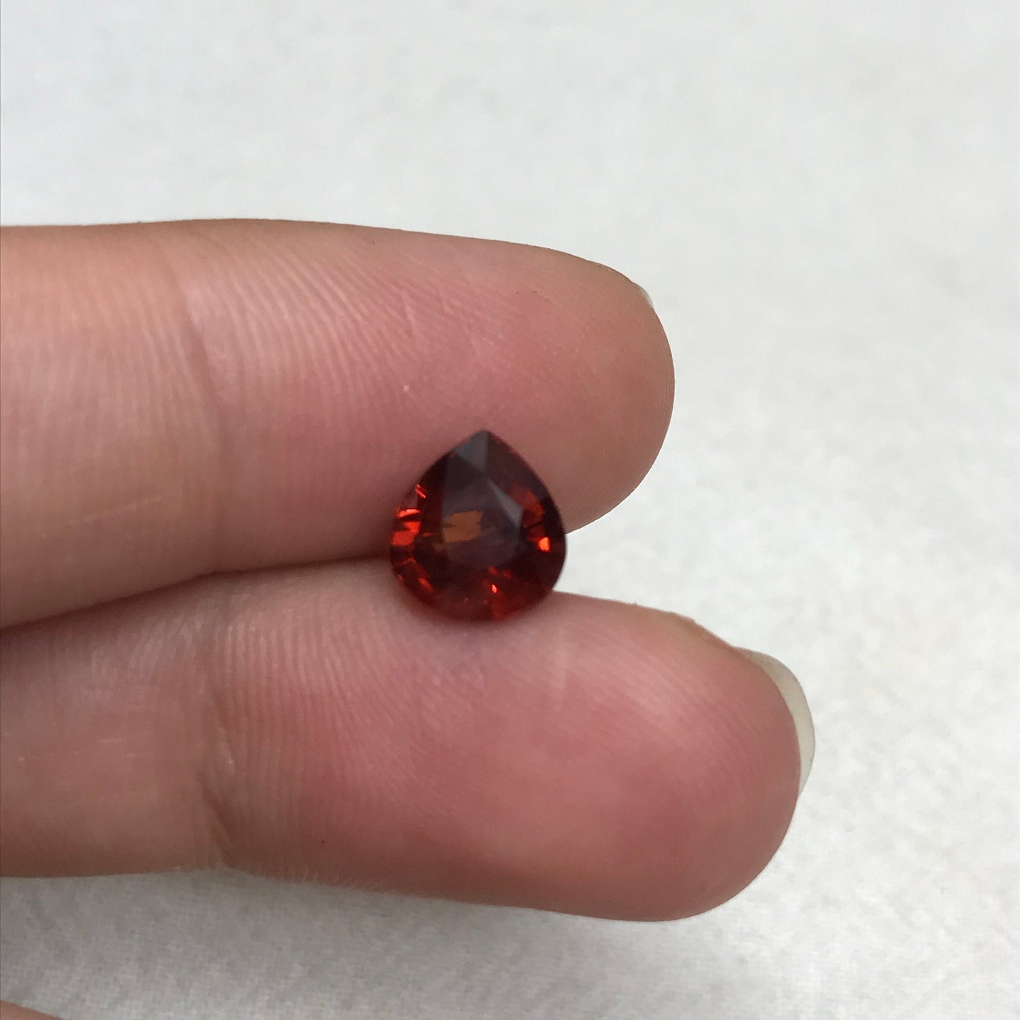 2.69 Carat Malaya Garnet 8.1x7.5mm Pear Cut Reddish Orange, Faceted Loose Unmounted Gemstone