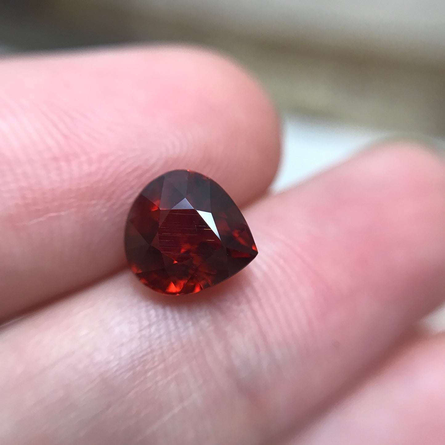 2.69 Carat Malaya Garnet 8.1x7.5mm Pear Cut Reddish Orange, Faceted Loose Unmounted Gemstone