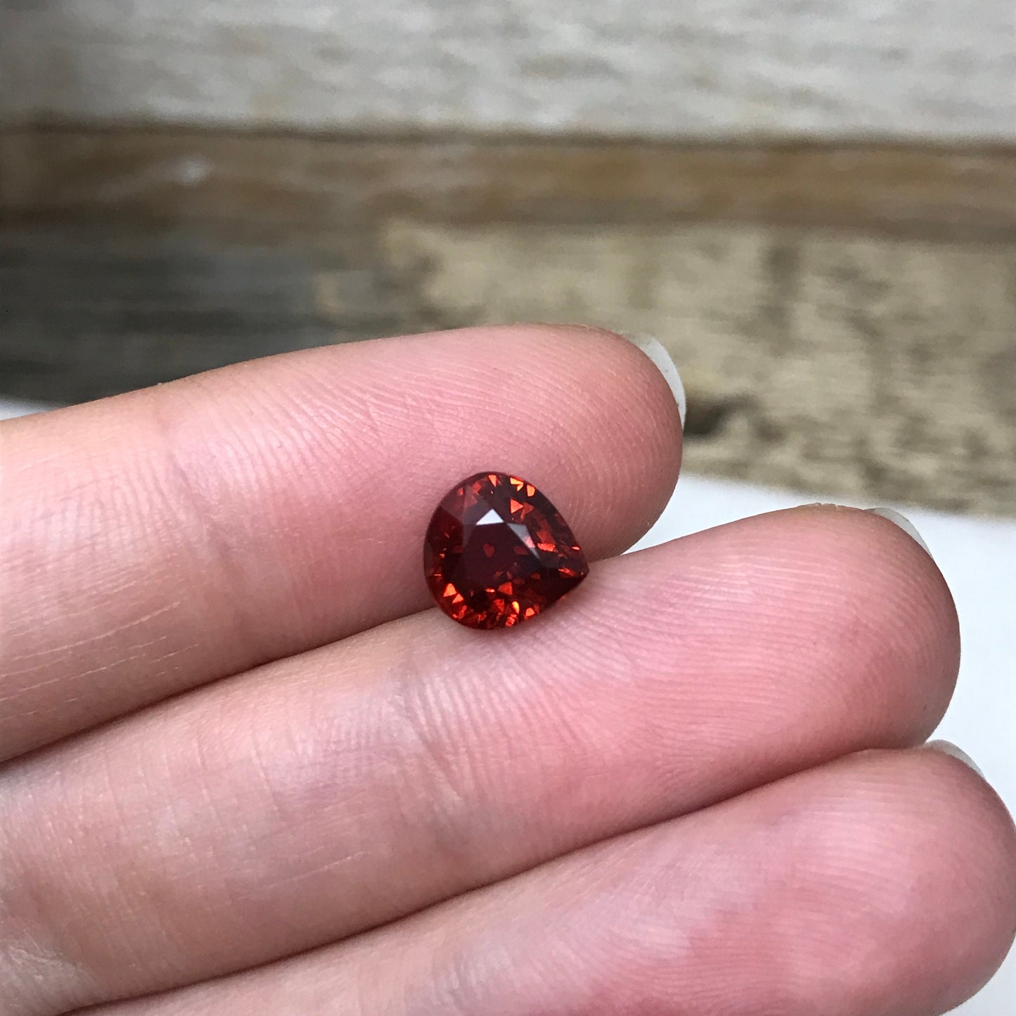 2.69 Carat Malaya Garnet 8.1x7.5mm Pear Cut Reddish Orange, Faceted Loose Unmounted Gemstone