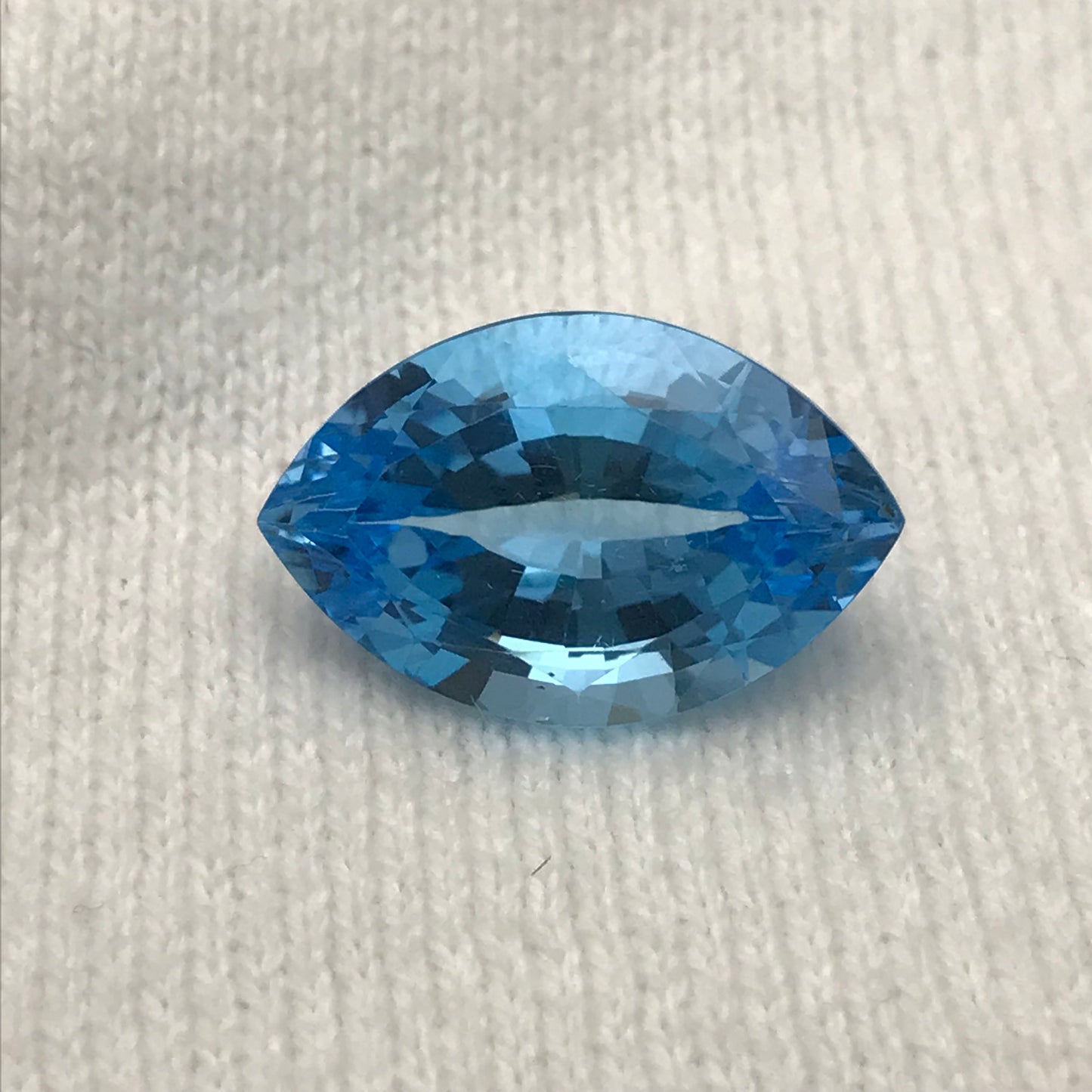 20 Carat Imperfect Blue Topaz 22x14mm Fat Marquise Cut Loose Scratched & Chipped Gem, Faceted Recycled Topaz December Birthstone, Unique Cut
