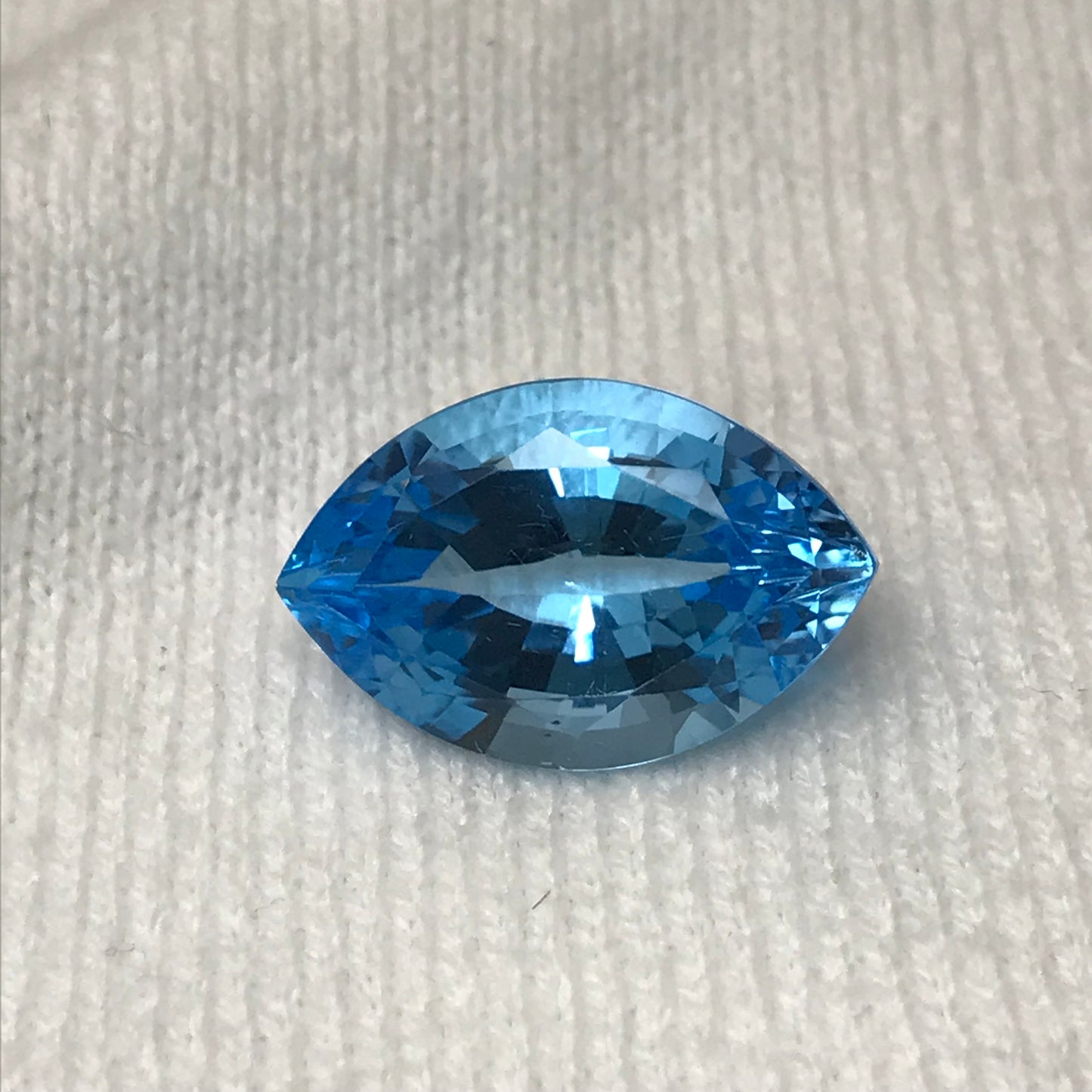 20 Carat Imperfect Blue Topaz 22x14mm Fat Marquise Cut Loose Scratched & Chipped Gem, Faceted Recycled Topaz December Birthstone, Unique Cut