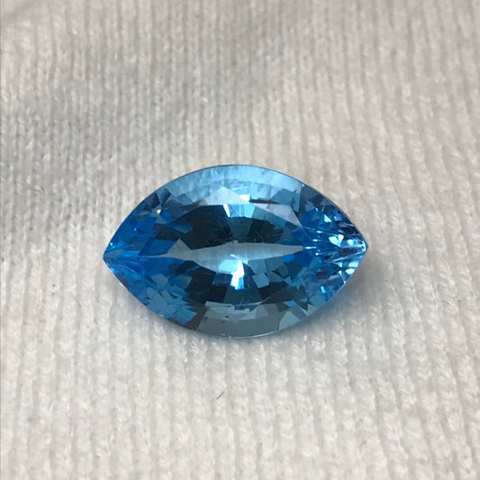 20 Carat Imperfect Blue Topaz 22x14mm Fat Marquise Cut Loose Scratched & Chipped Gem, Faceted Recycled Topaz December Birthstone, Unique Cut