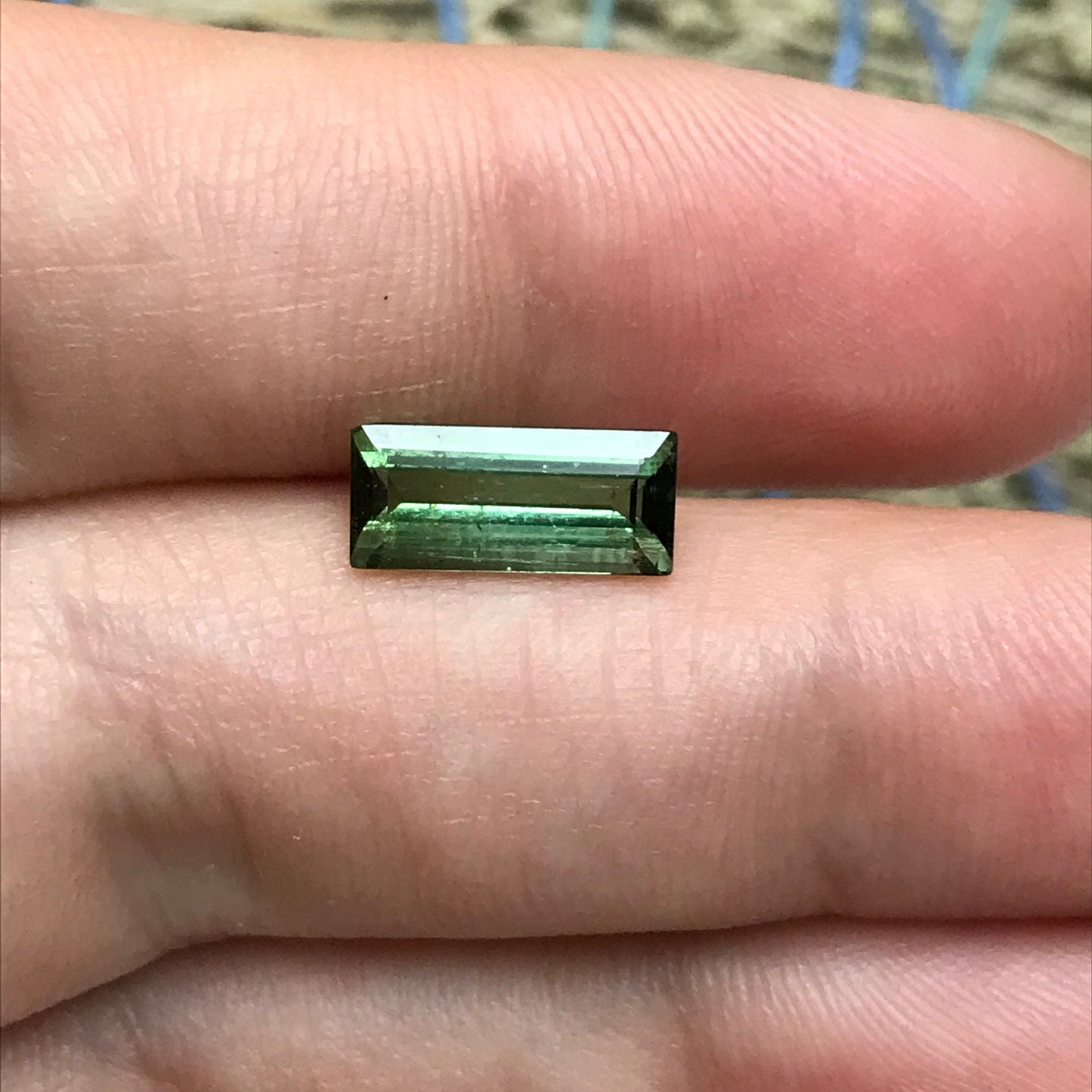 1.64 carat Natural Green Tourmaline 11x5mm Baguette Rectangle Cut Faceted Loose Gemstone, Earth Mined