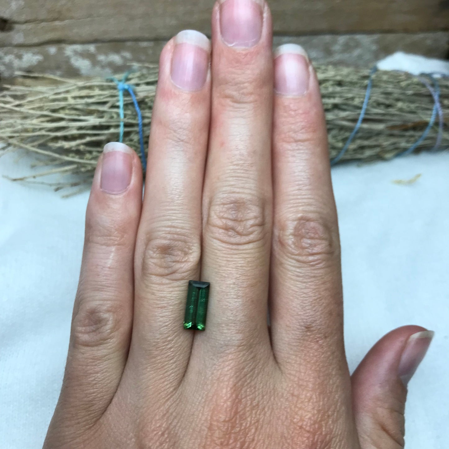 1.64 carat Natural Green Tourmaline 11x5mm Baguette Rectangle Cut Faceted Loose Gemstone, Earth Mined