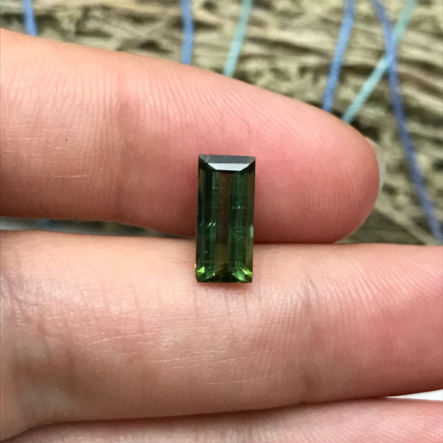 1.64 carat Natural Green Tourmaline 11x5mm Baguette Rectangle Cut Faceted Loose Gemstone, Earth Mined