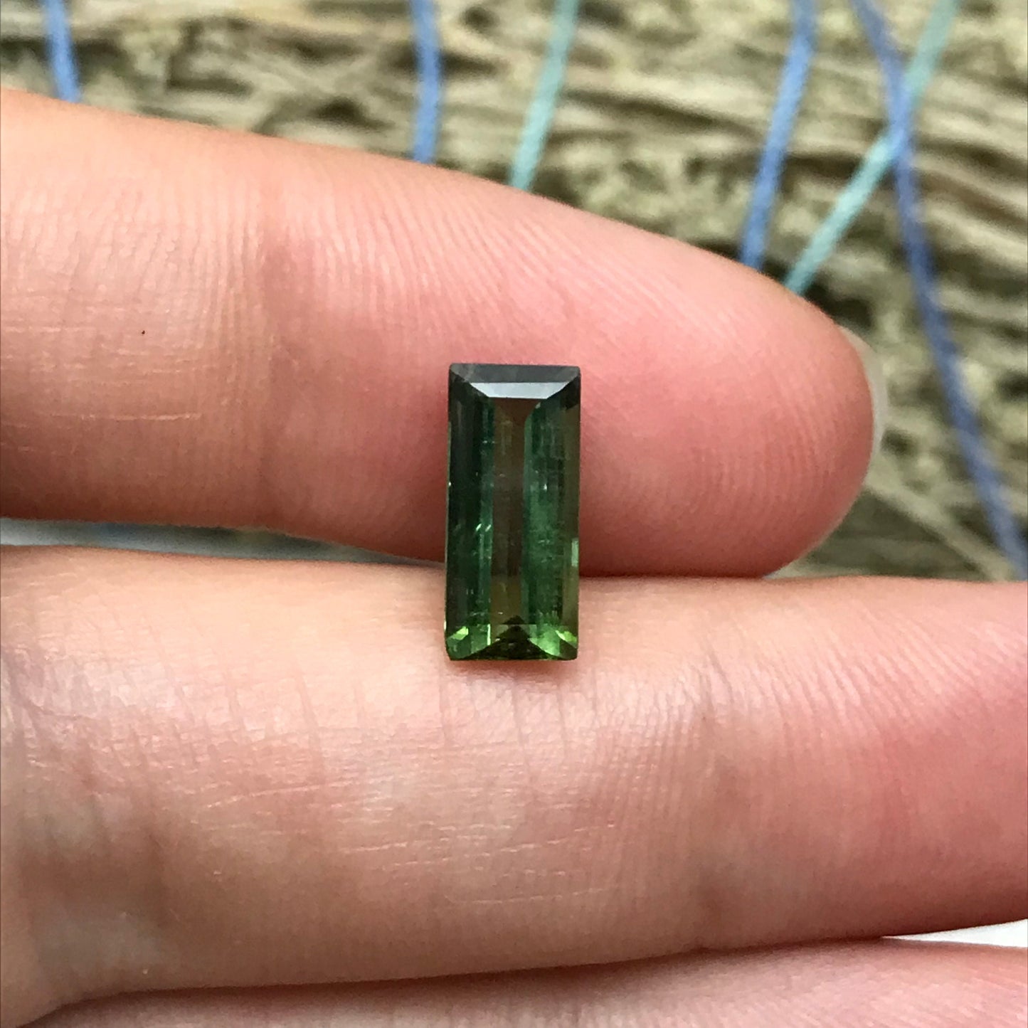 1.64 carat Natural Green Tourmaline 11x5mm Baguette Rectangle Cut Faceted Loose Gemstone, Earth Mined
