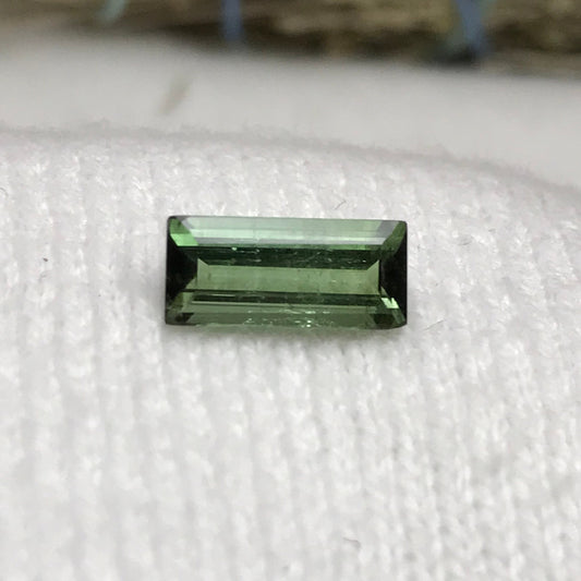 1.64 carat Natural Green Tourmaline 11x5mm Baguette Rectangle Cut Faceted Loose Gemstone, Earth Mined