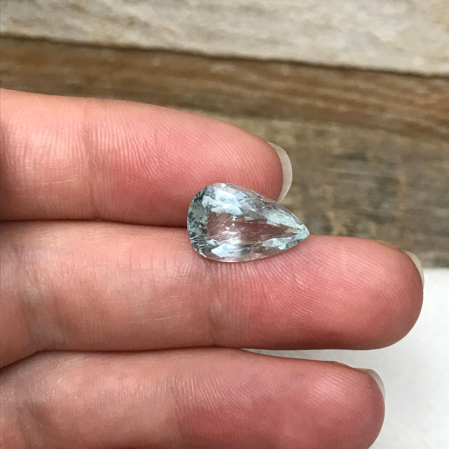 4.46 carat Natural Aquamarine, 14.7x9.5mm Light Blue Pear Cut Loose Gem Faceted Gemstone Beryl March Birthstone