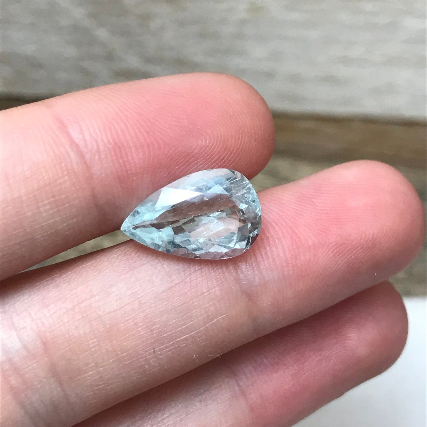 4.46 carat Natural Aquamarine, 14.7x9.5mm Light Blue Pear Cut Loose Gem Faceted Gemstone Beryl March Birthstone