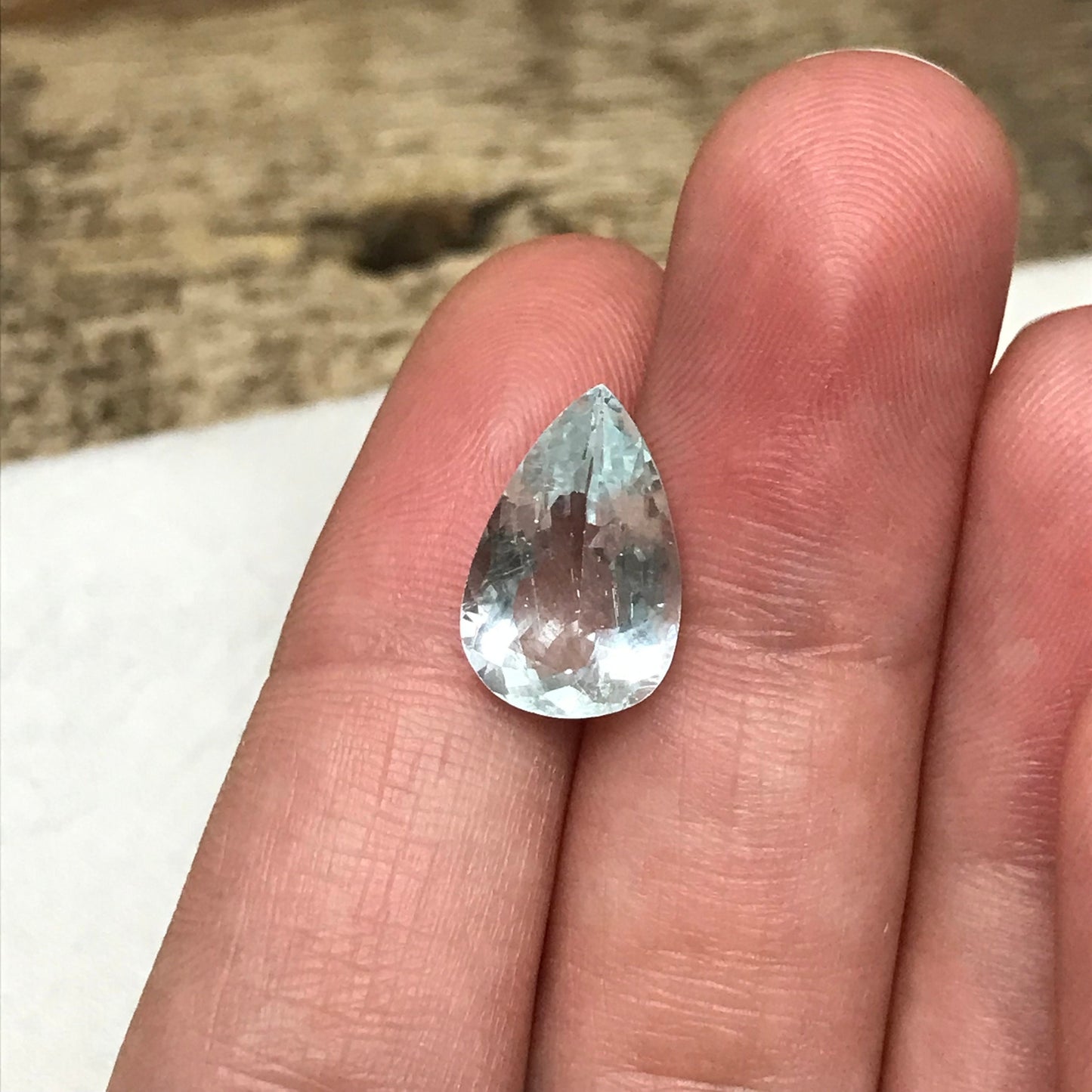 4.46 carat Natural Aquamarine, 14.7x9.5mm Light Blue Pear Cut Loose Gem Faceted Gemstone Beryl March Birthstone