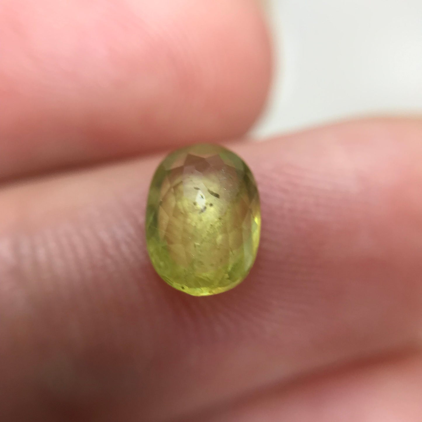 1.14 ct Yellowish Green Sphene 7.4x5.4mm Oval Cut, Natural Madagascar Sphene, Faceted Loose Gemstone