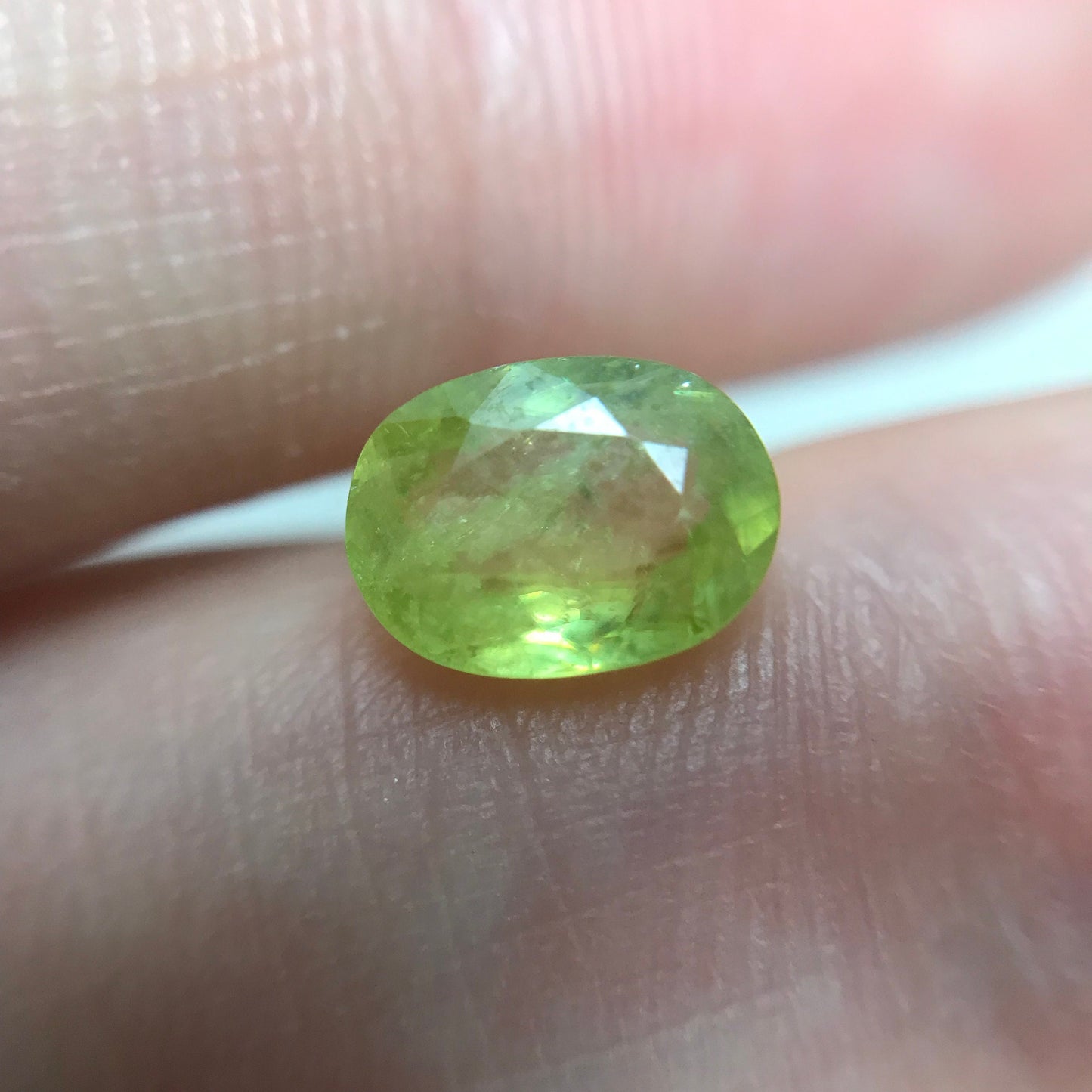 1.14 ct Yellowish Green Sphene 7.4x5.4mm Oval Cut, Natural Madagascar Sphene, Faceted Loose Gemstone