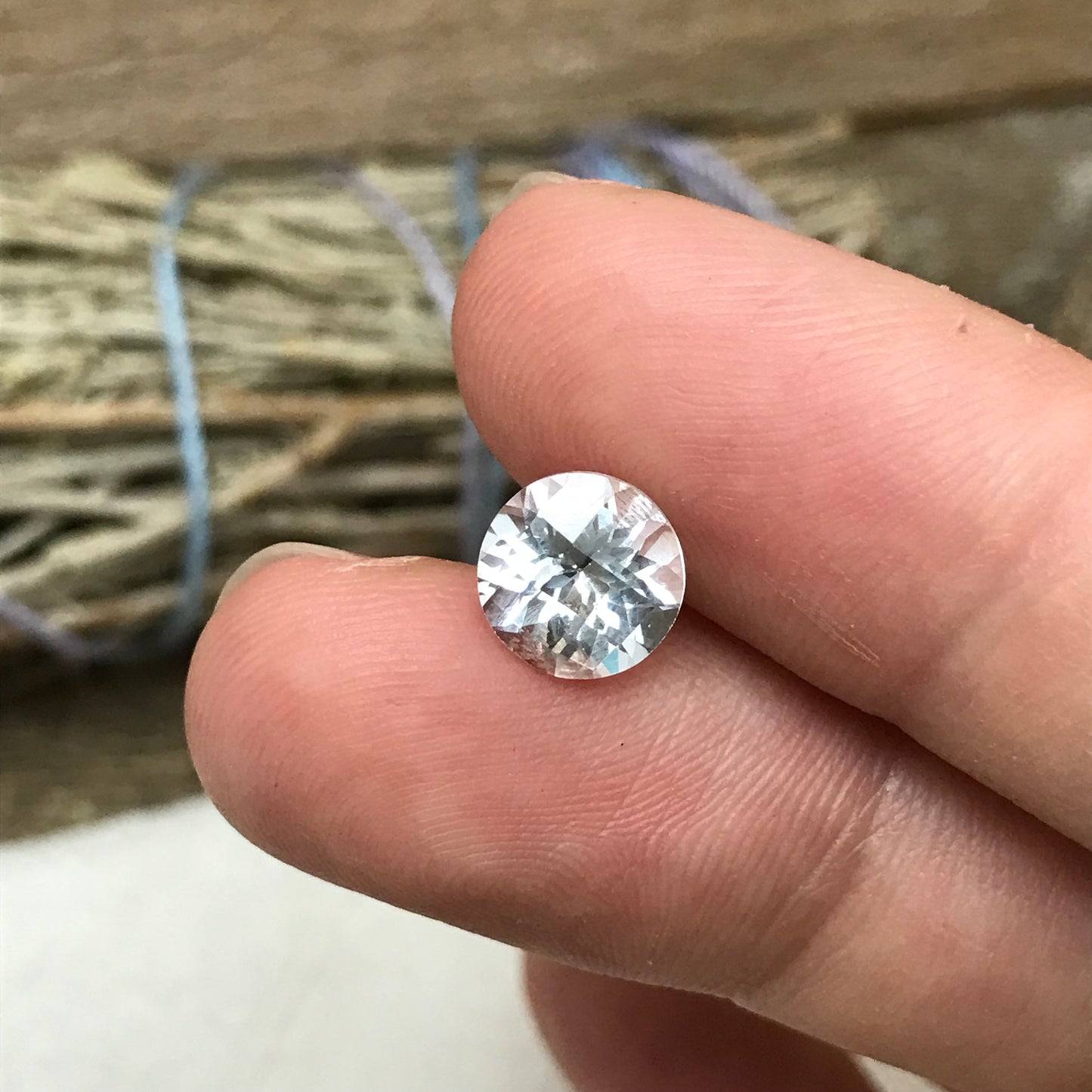 1.67 Carat Natural Faint Blue Aquamarine 7.8mm Round Cut, Faceted Loose Gemstone