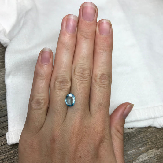 2.48 carat Green Blue Zircon 10.2x7.6mm Oval Loose Gemstone Unmounted, Sea Blue Zircon, December Birthstone, 10x7.5mmNatural Loose Zircon