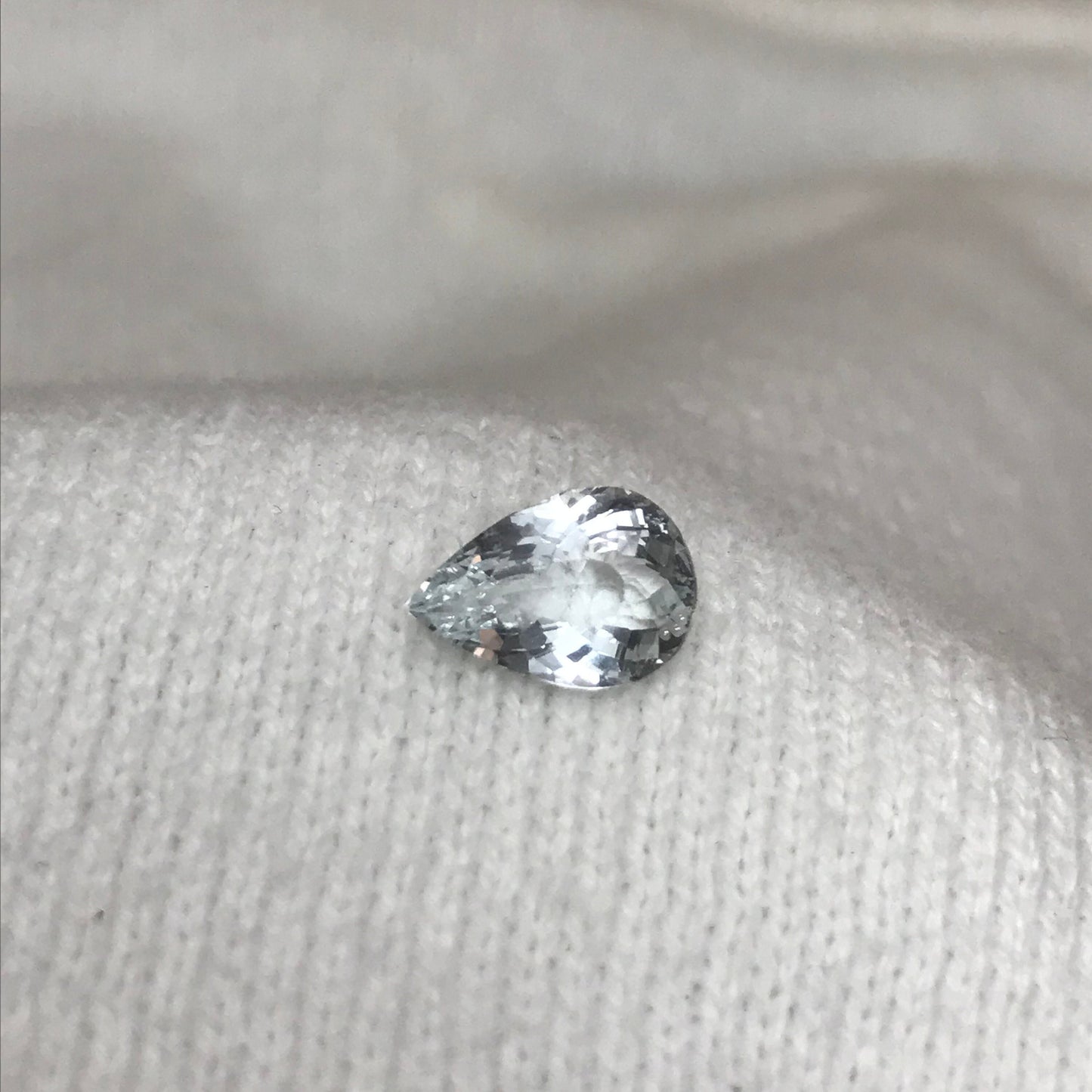 1.77 carat Natural Aquamarine, 10.4x7.2mm, Chipped Light Blue Pear Cut Loose Gem Faceted Gemstone Beryl March Birthstone